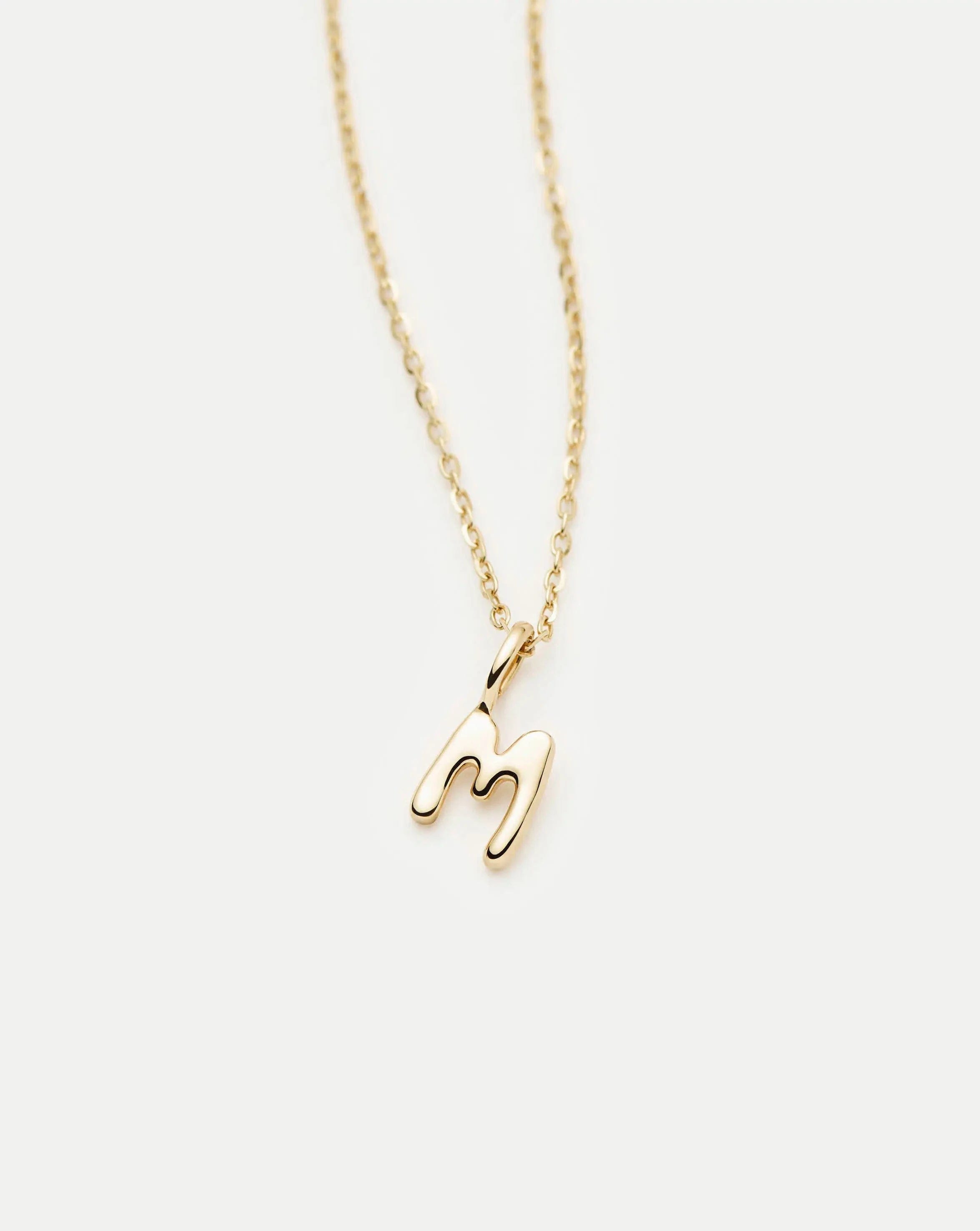 Initial Solid Gold Initial Mini Pendant Necklace - M | 14ct Solid Gold