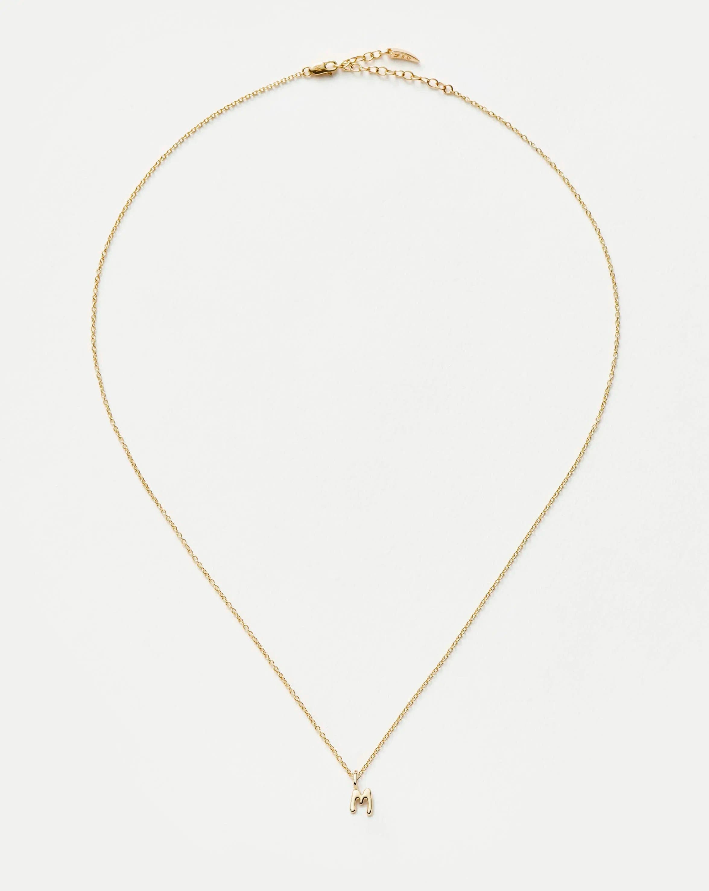 Initial Solid Gold Initial Mini Pendant Necklace - M | 14ct Solid Gold