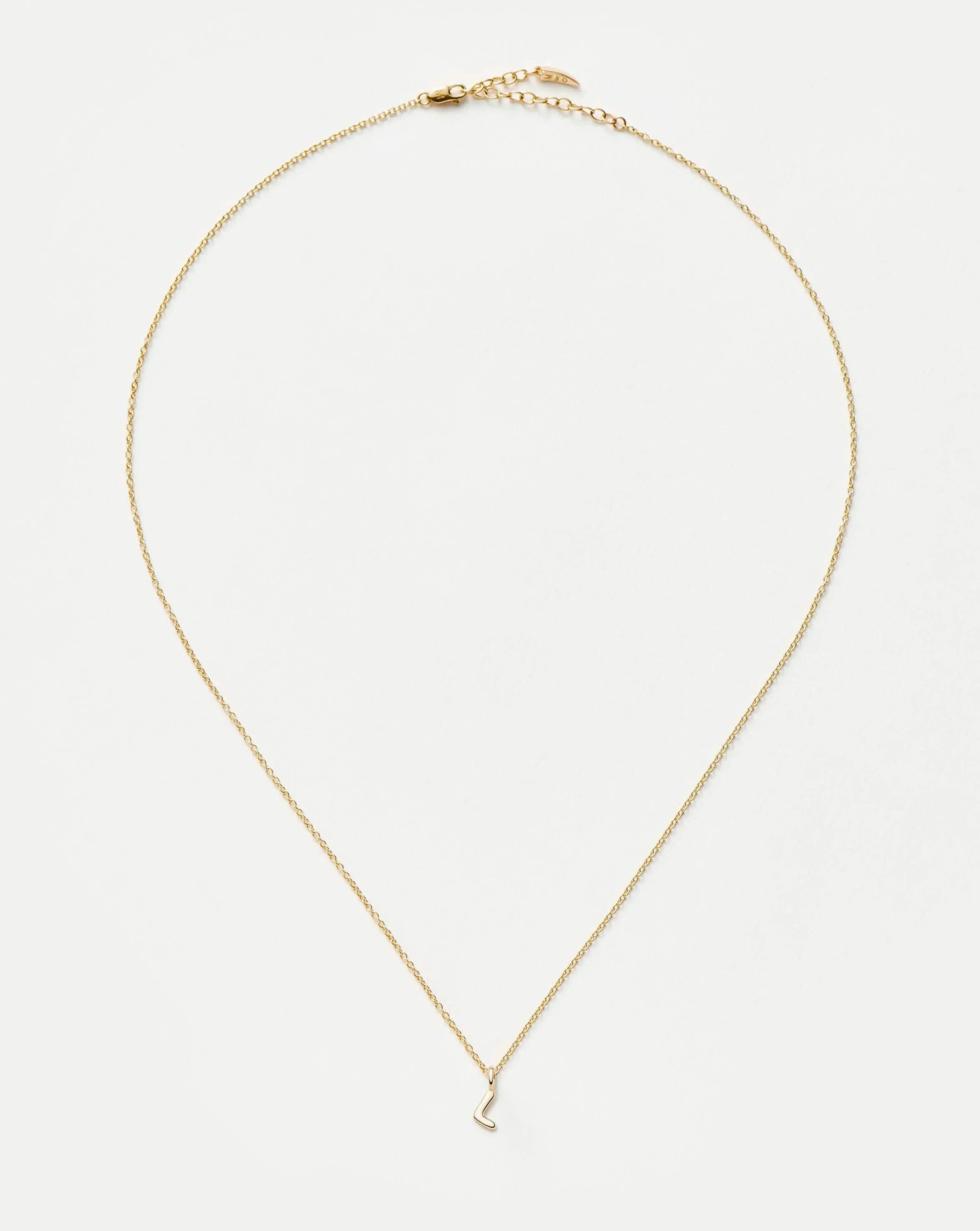 Initial Solid Gold Initial Mini Pendant Necklace - L | 14ct Solid Gold