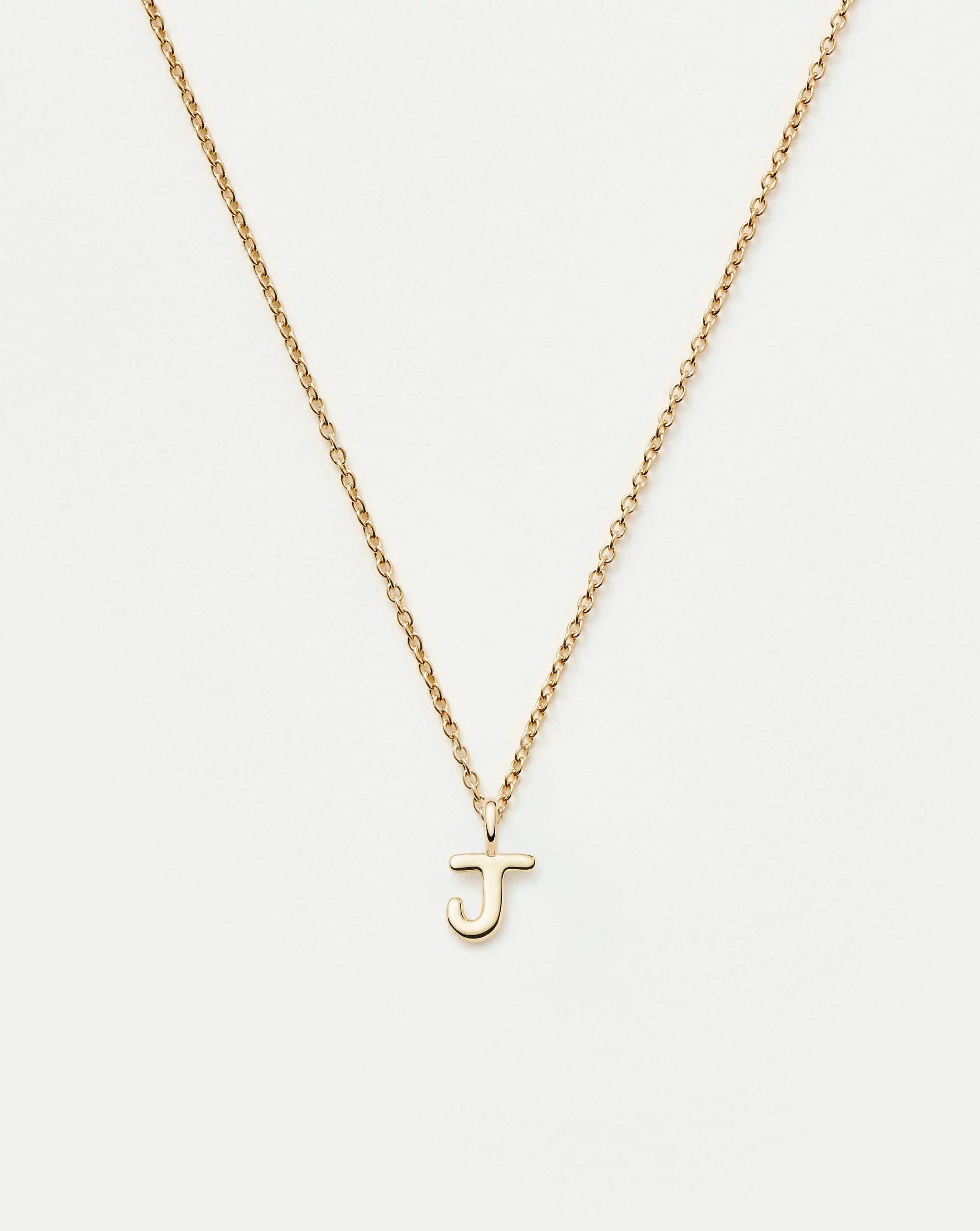 Initial Solid Gold Initial Mini Pendant Necklace - J | 14ct Solid Gold