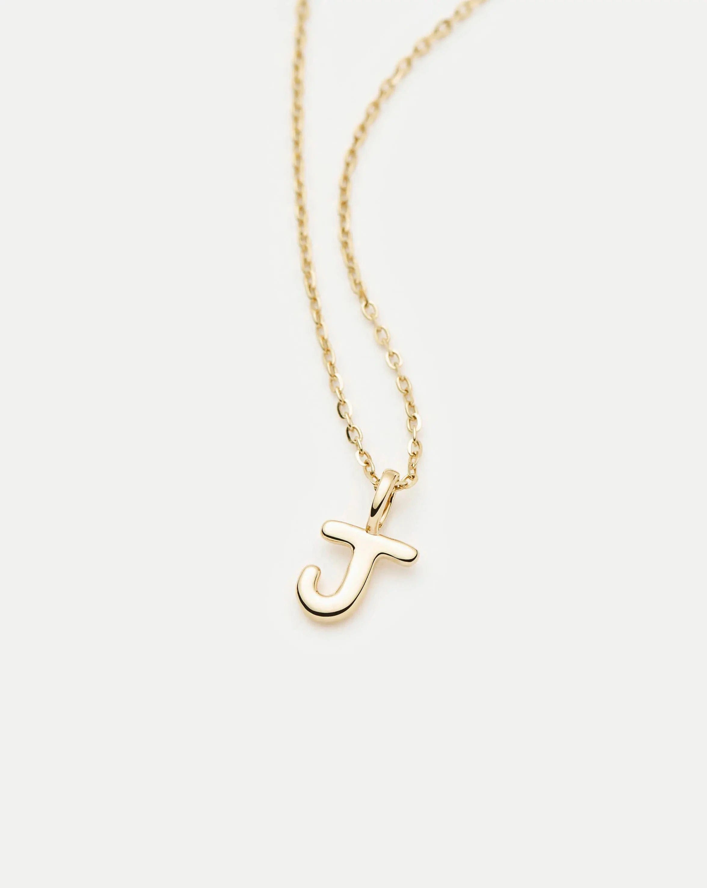 Initial Solid Gold Initial Mini Pendant Necklace - J | 14ct Solid Gold