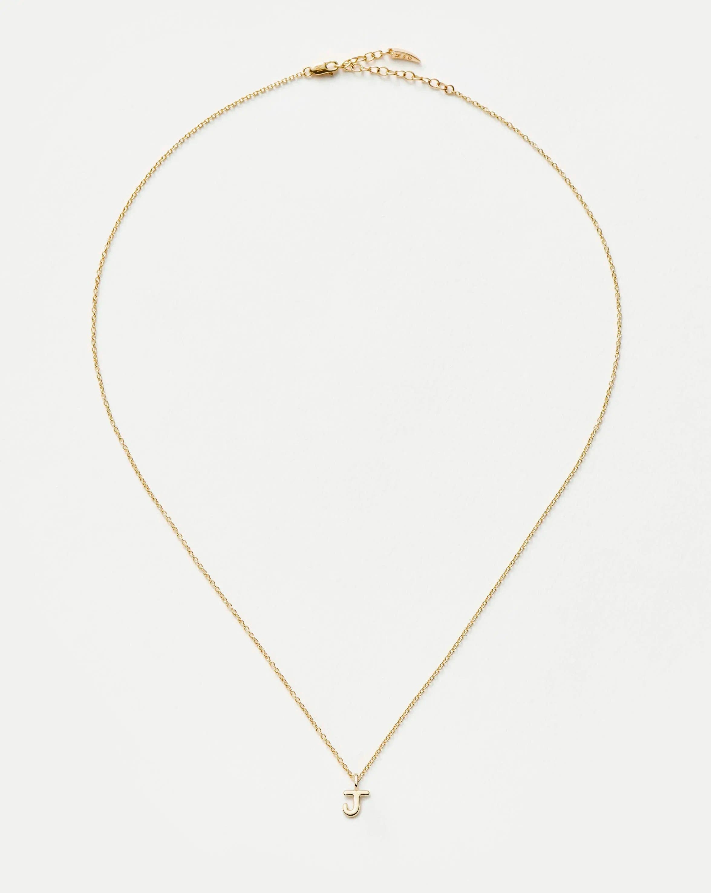 Initial Solid Gold Initial Mini Pendant Necklace - J | 14ct Solid Gold