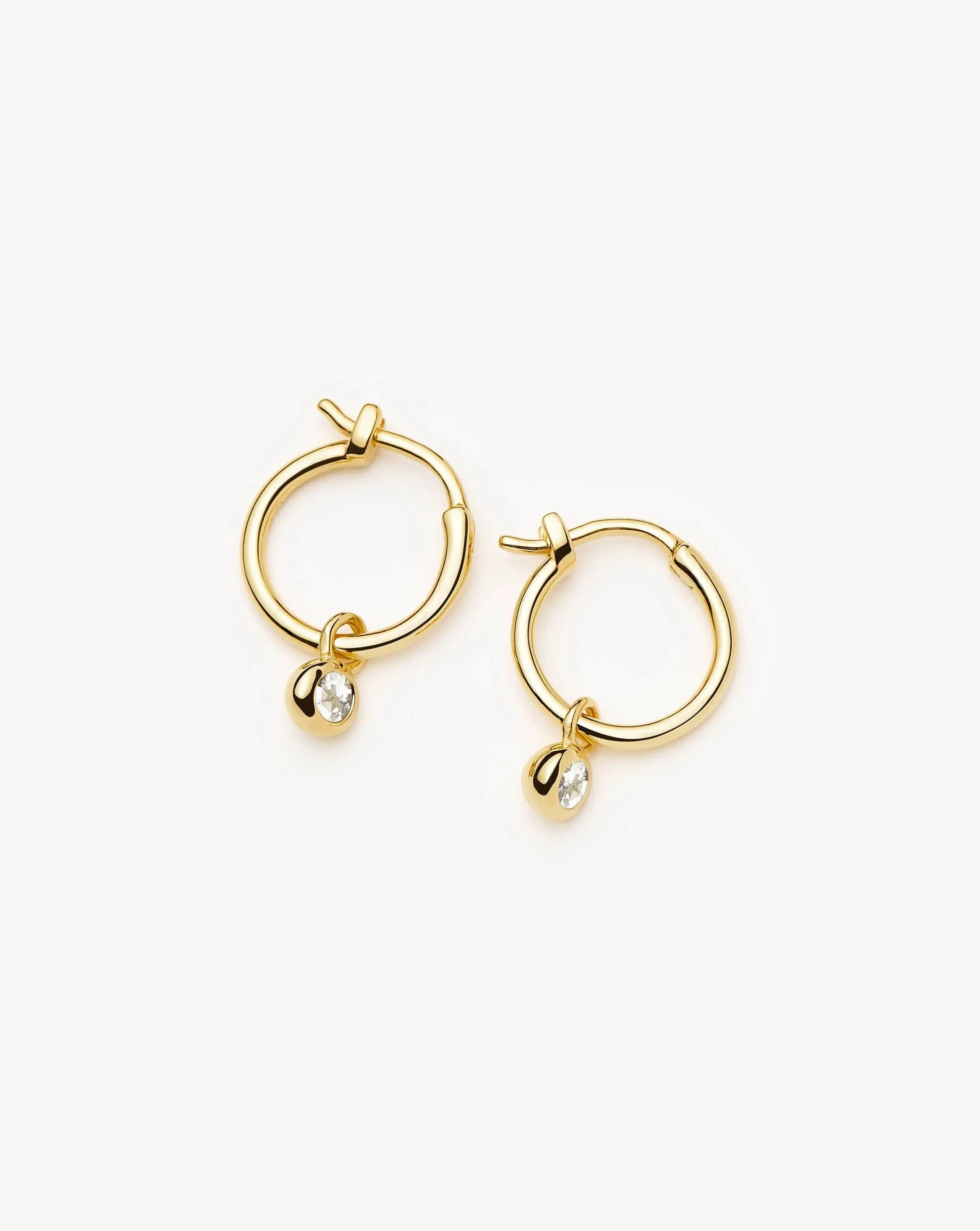 April Birthstone Mini Charm Hoop Earrings | 18ct Gold Vermeil/Crystal
