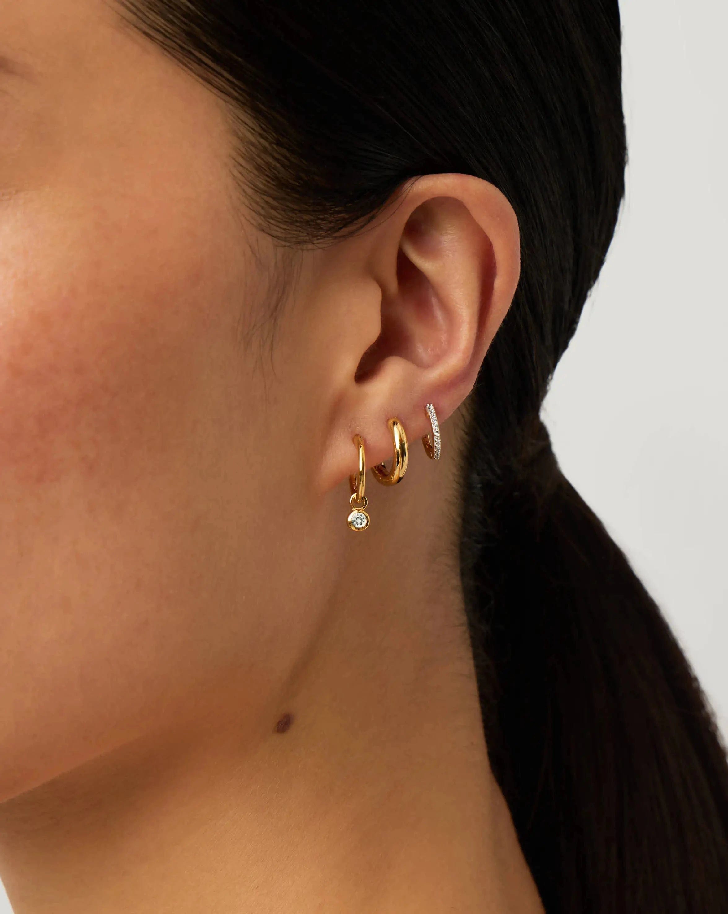 April Birthstone Mini Charm Hoop Earrings | 18ct Gold Vermeil/Crystal