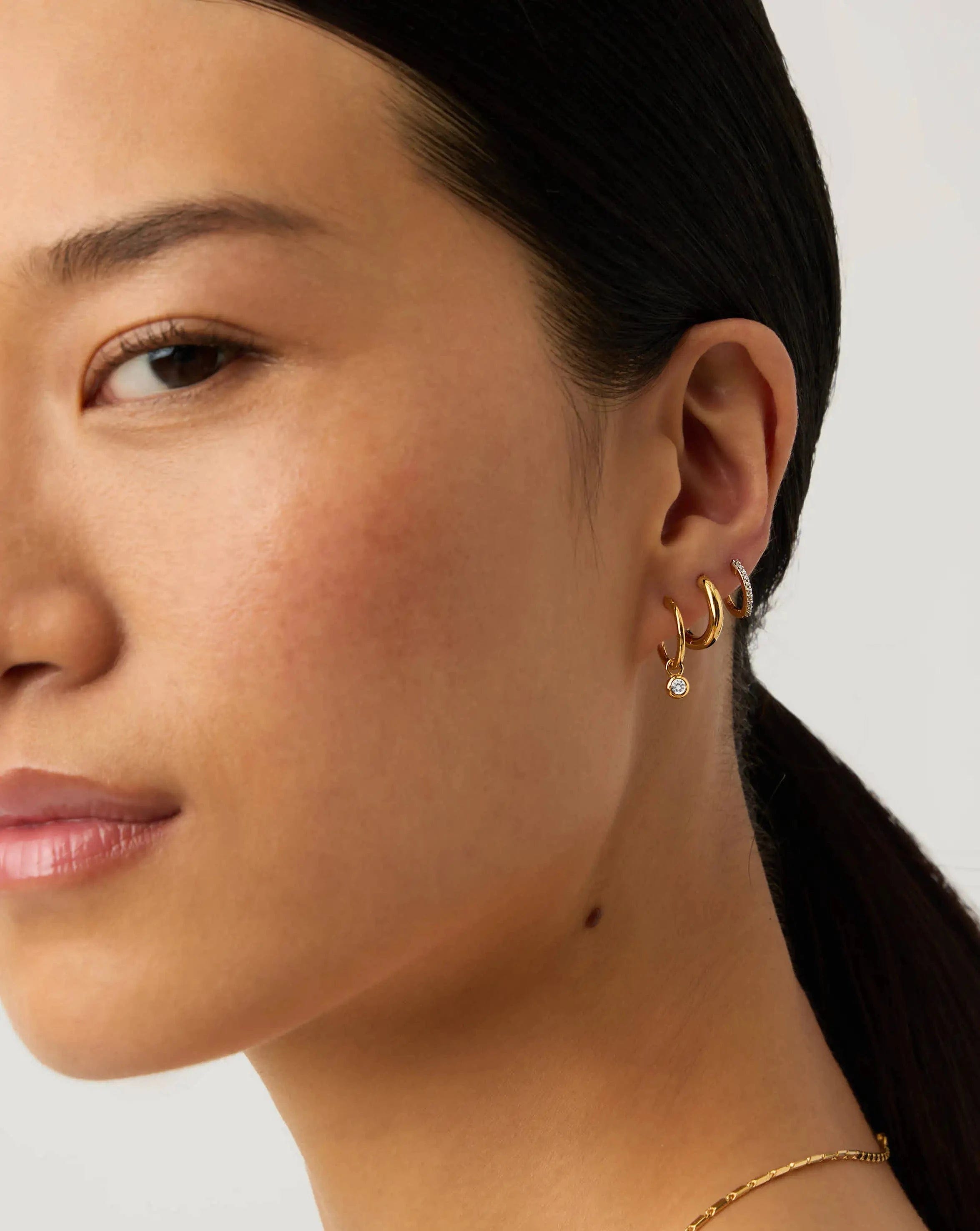 April Birthstone Mini Charm Hoop Earrings | 18ct Gold Vermeil/Crystal