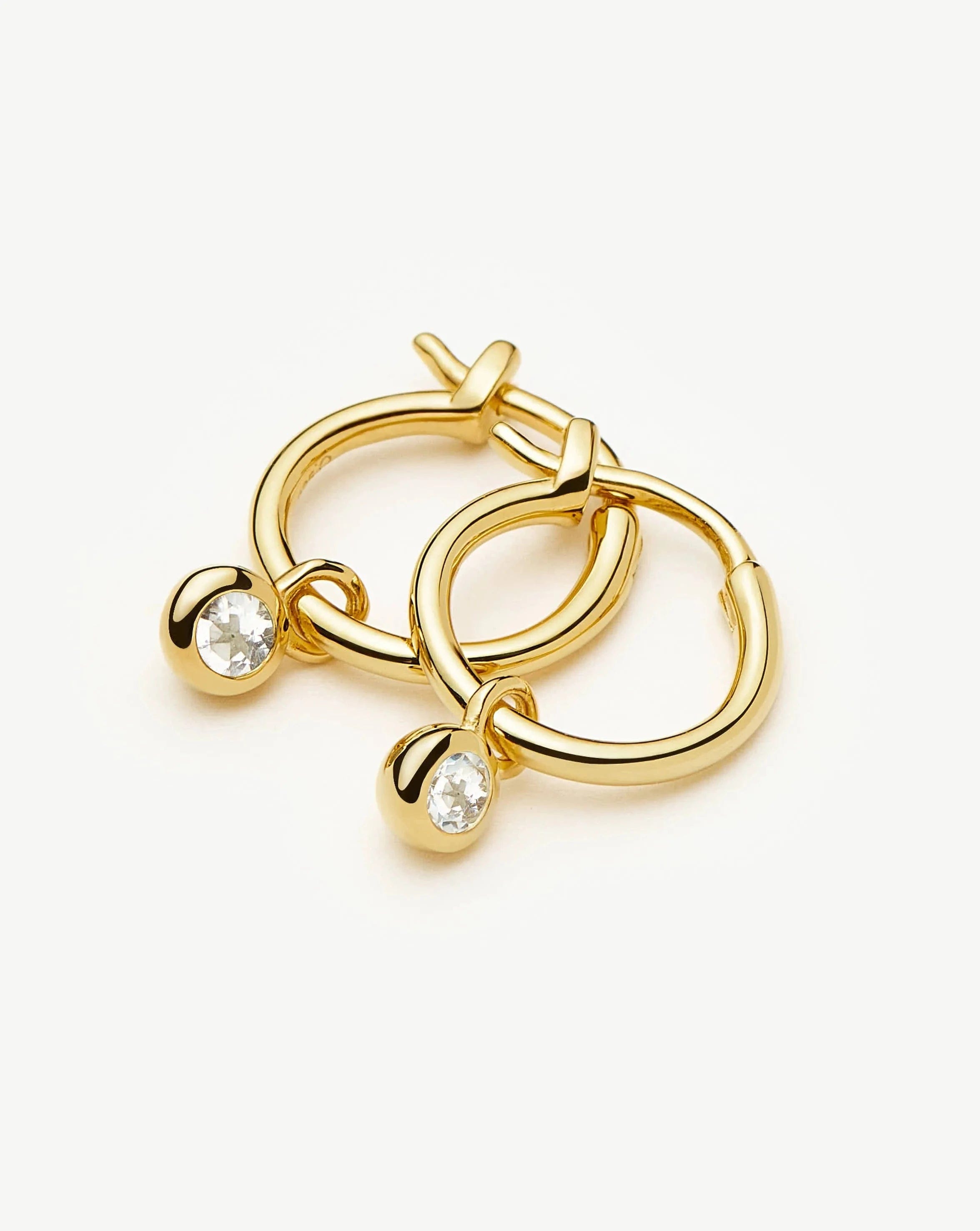 April Birthstone Mini Charm Hoop Earrings | 18ct Gold Vermeil/Crystal