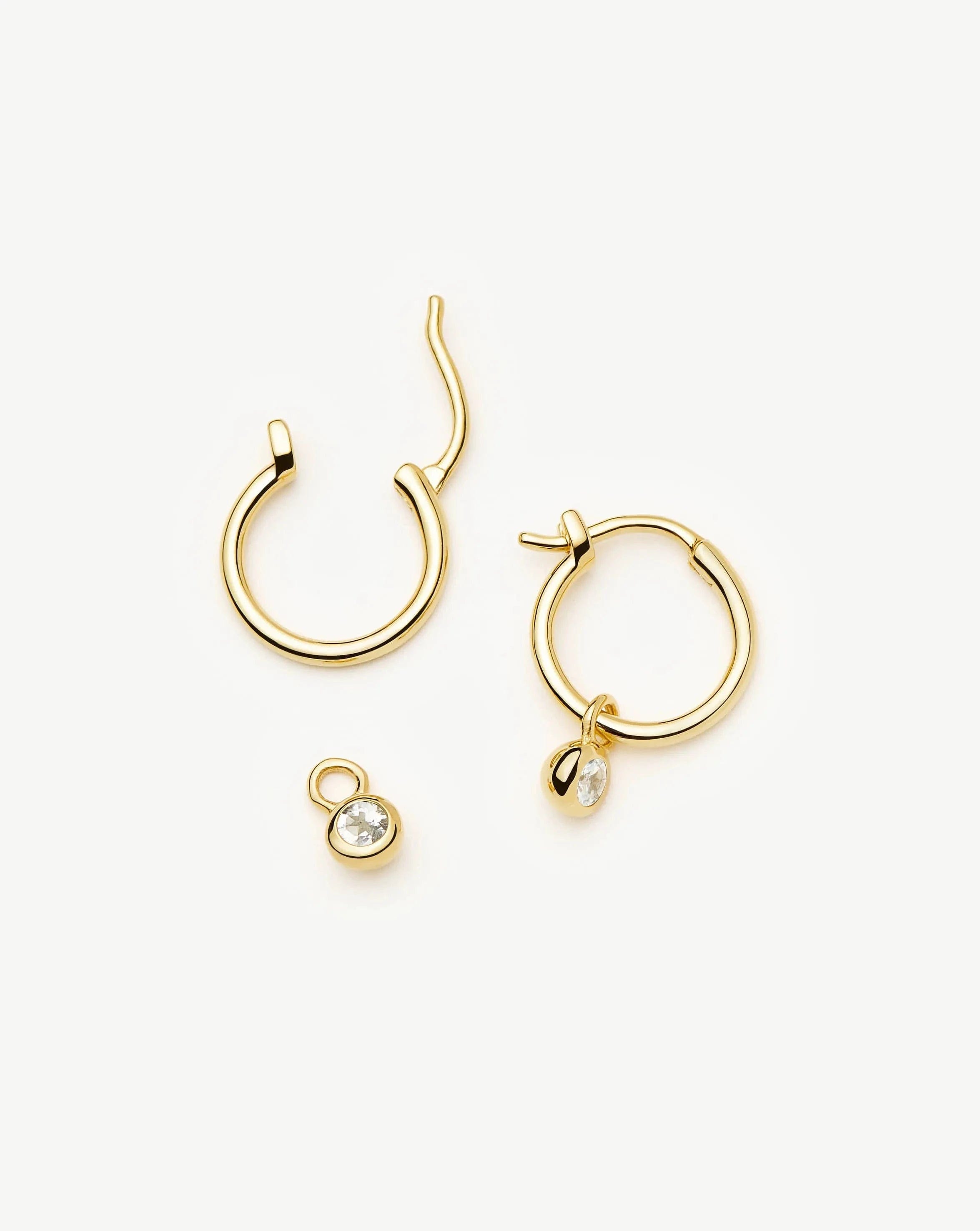April Birthstone Mini Charm Hoop Earrings | 18ct Gold Vermeil/Crystal