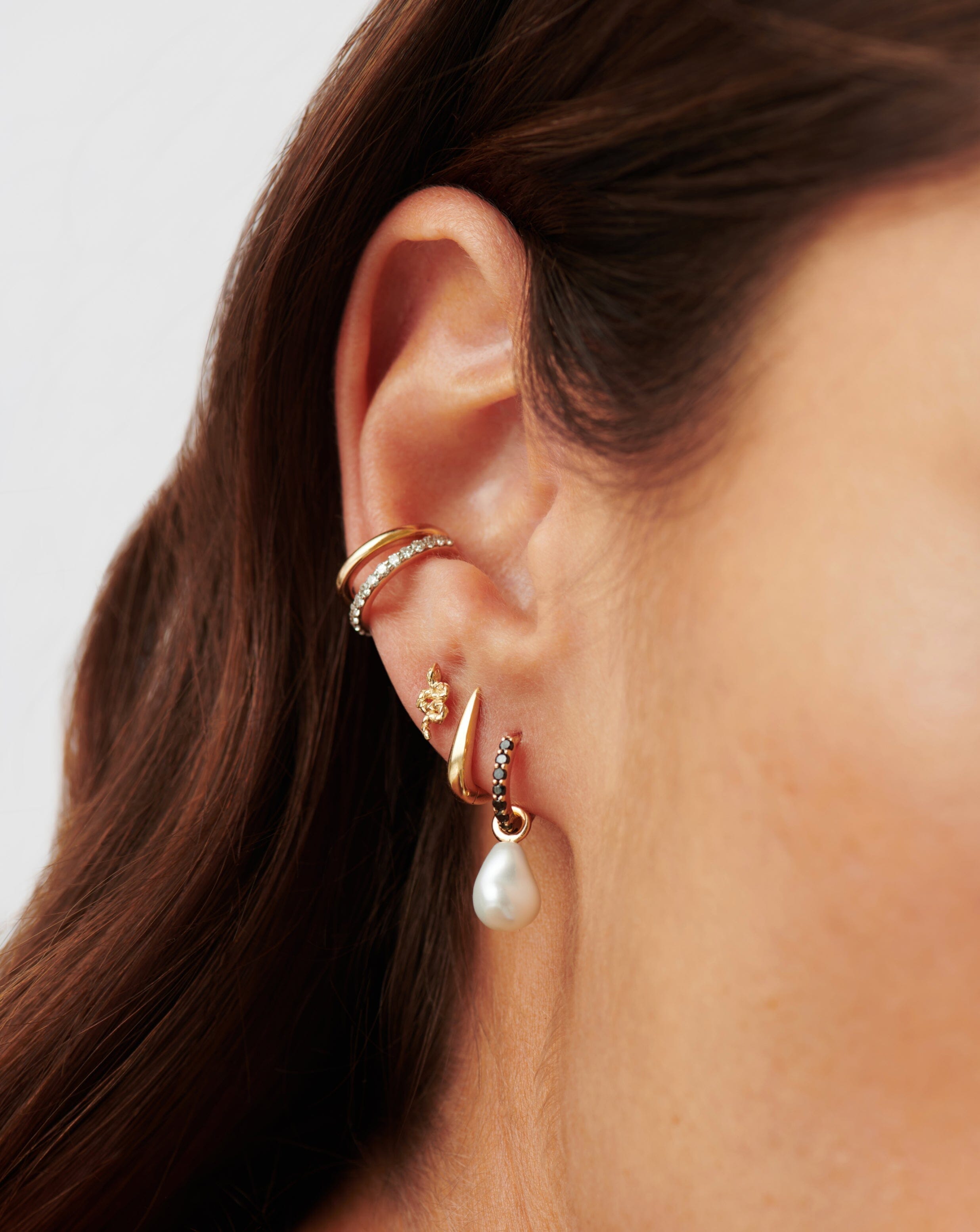 Solid Gold Snake Single Stud Earring