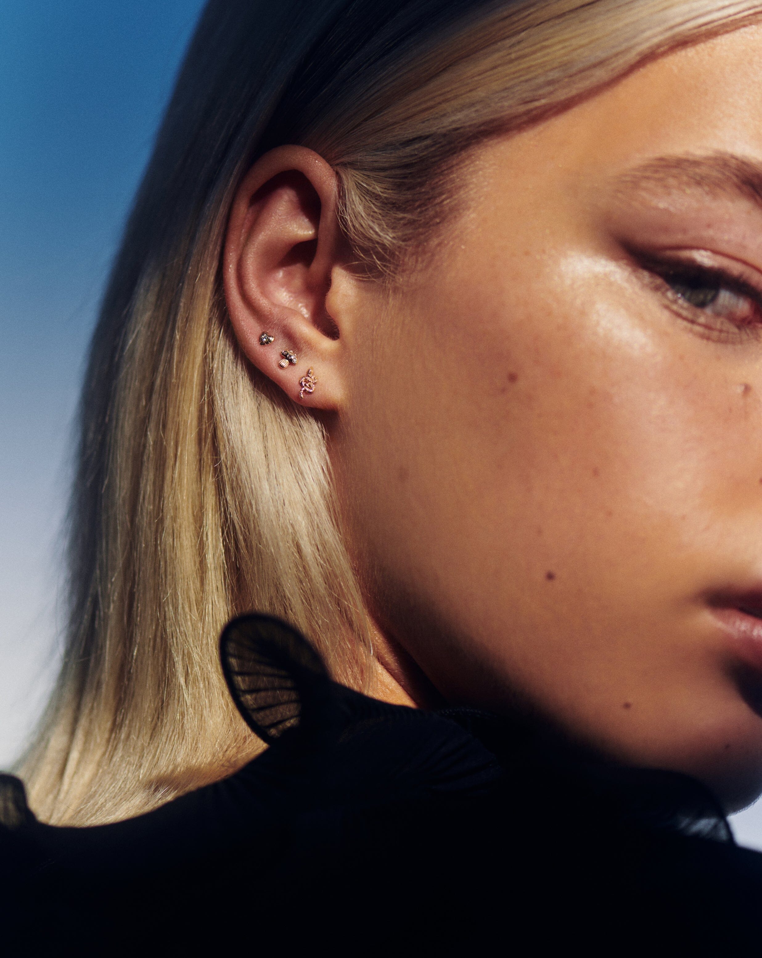 Solid Gold Snake Single Stud Earring