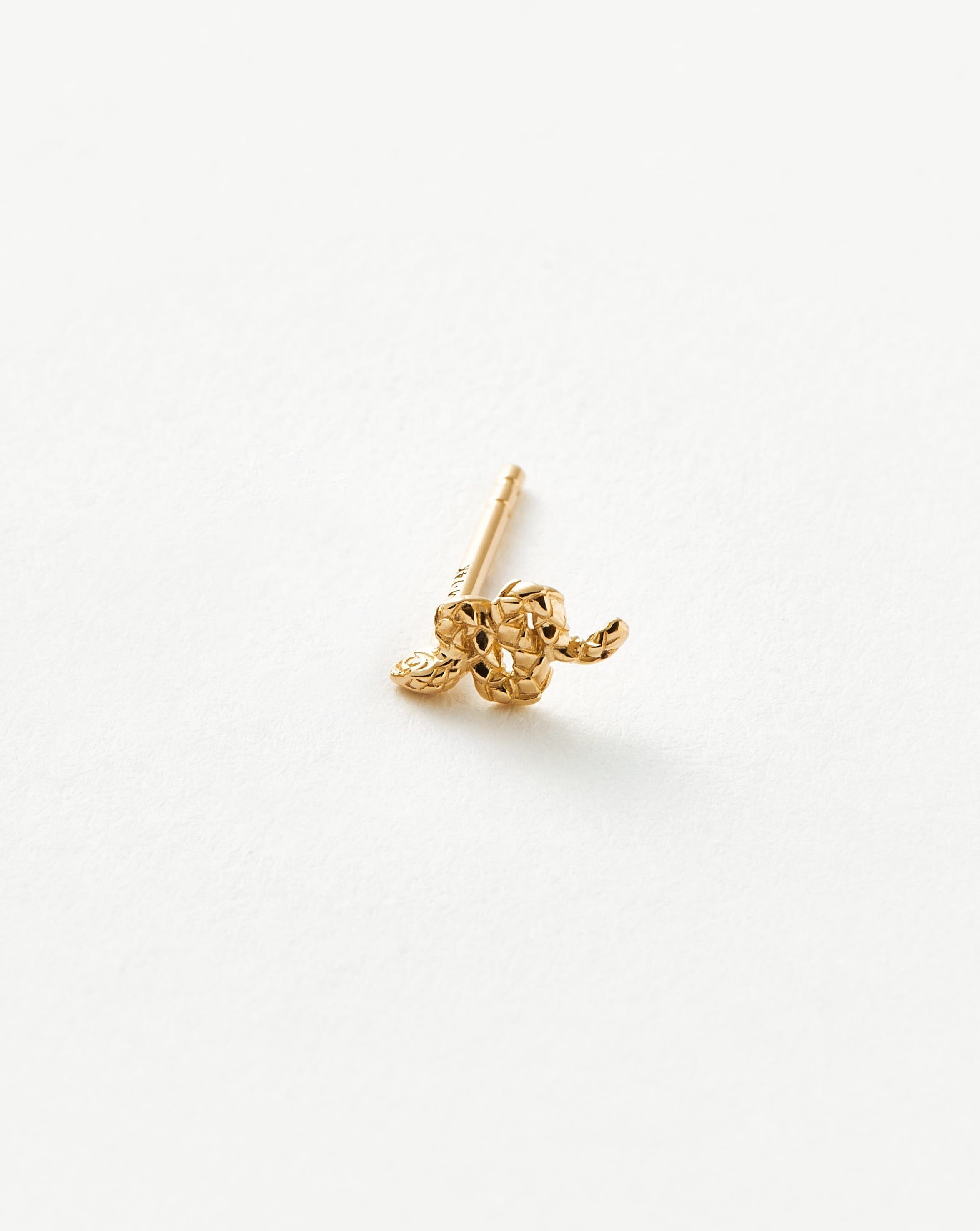 Solid Gold Snake Single Stud Earring