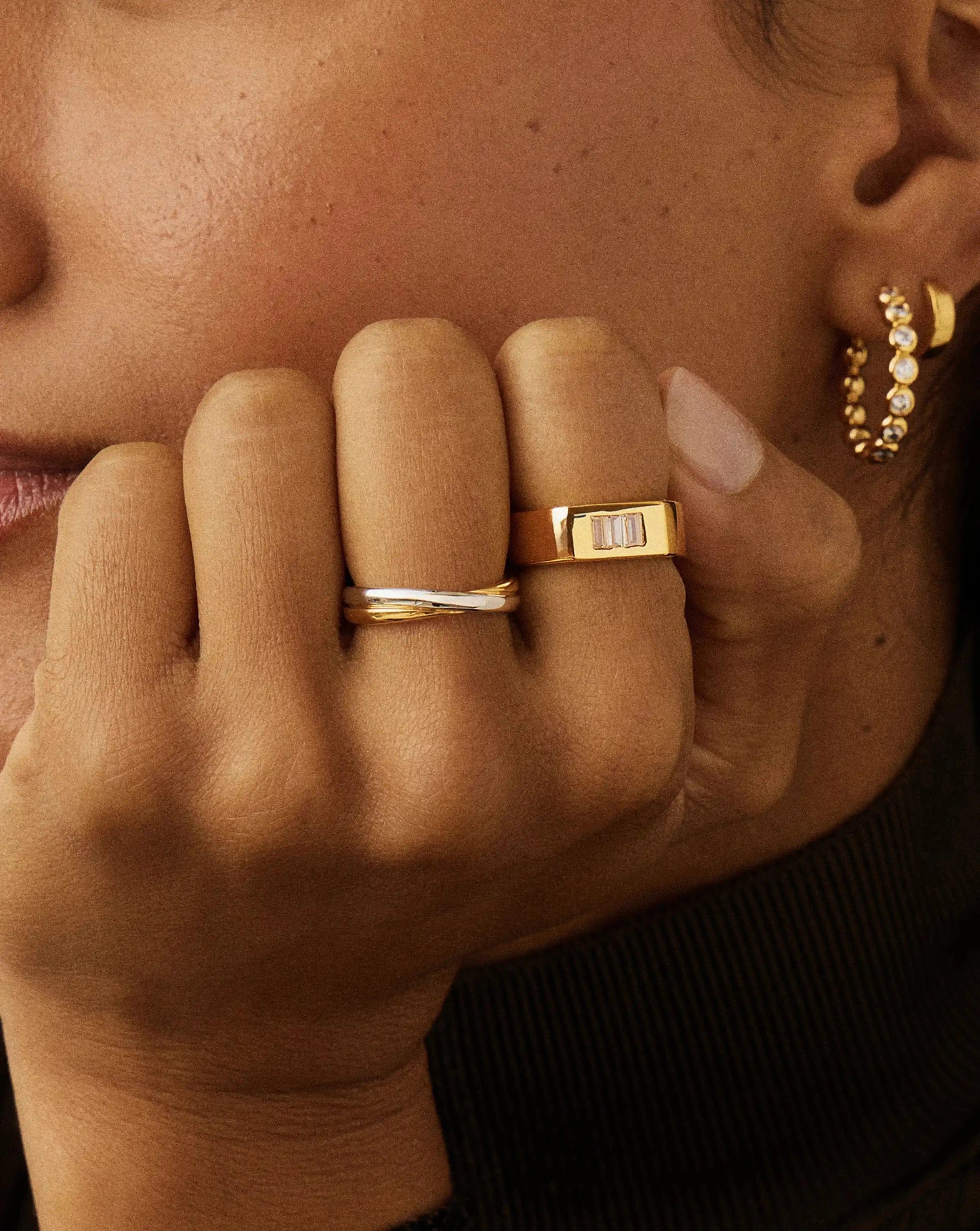 TRIPLE Lucy Williams Triple Stone Chunky Ring | 18ct Gold Plated