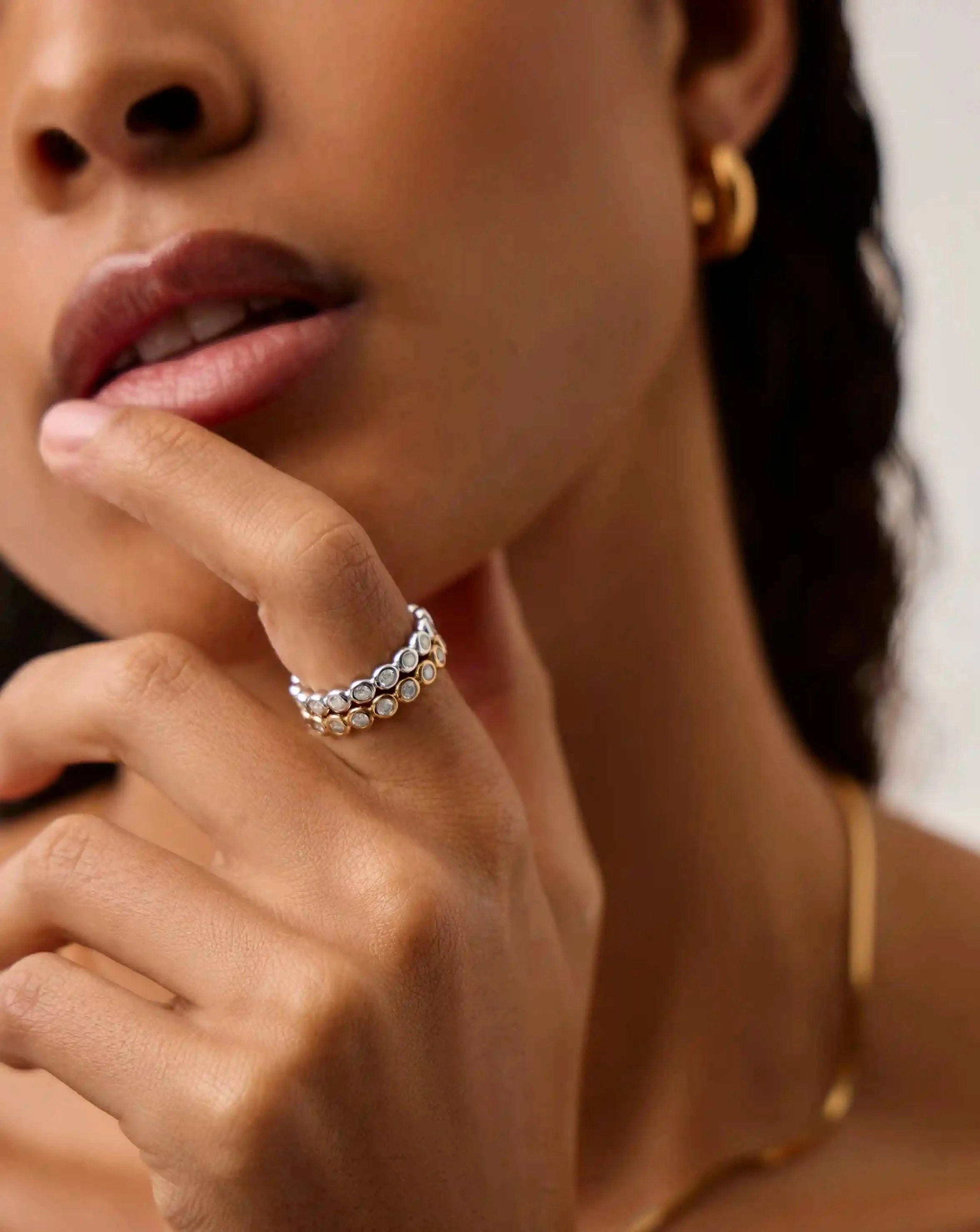 RING Tennis Eternity Stacking Ring | 18ct Gold Vermeil/Cubic Zirconia