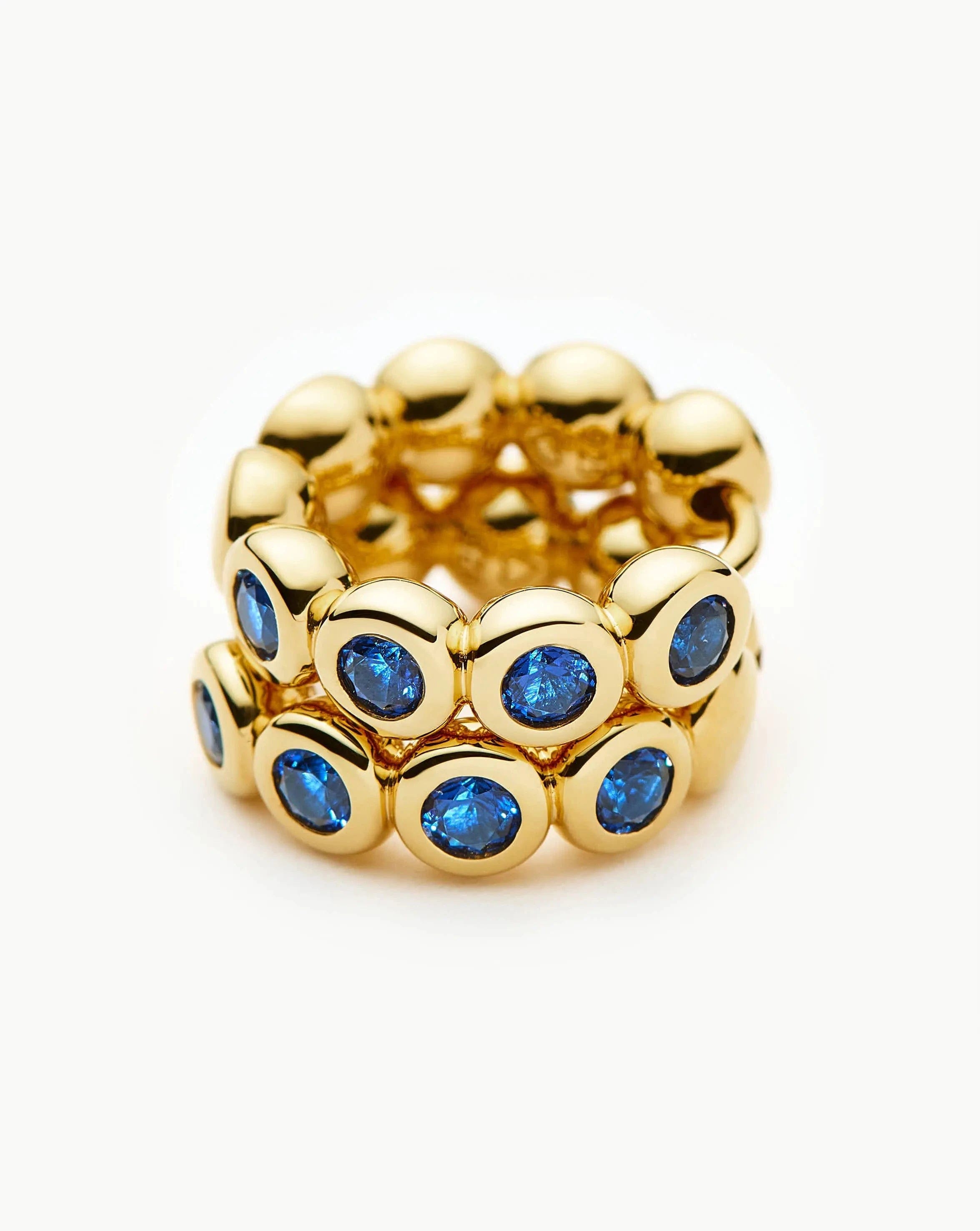 Blue Tennis Small Hoop Earrings | 18ct Gold Vermeil/Sapphire Blue Nano - crystal
