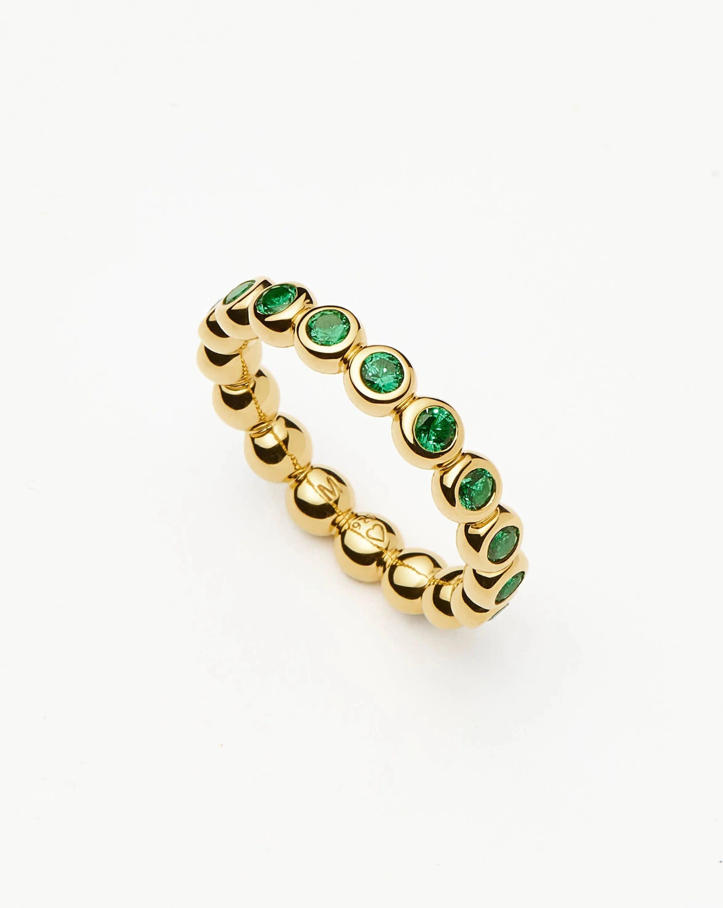 RING Tennis Eternity Stacking Ring | 18ct Gold Vermeil/Emerald Green Nano - crystal