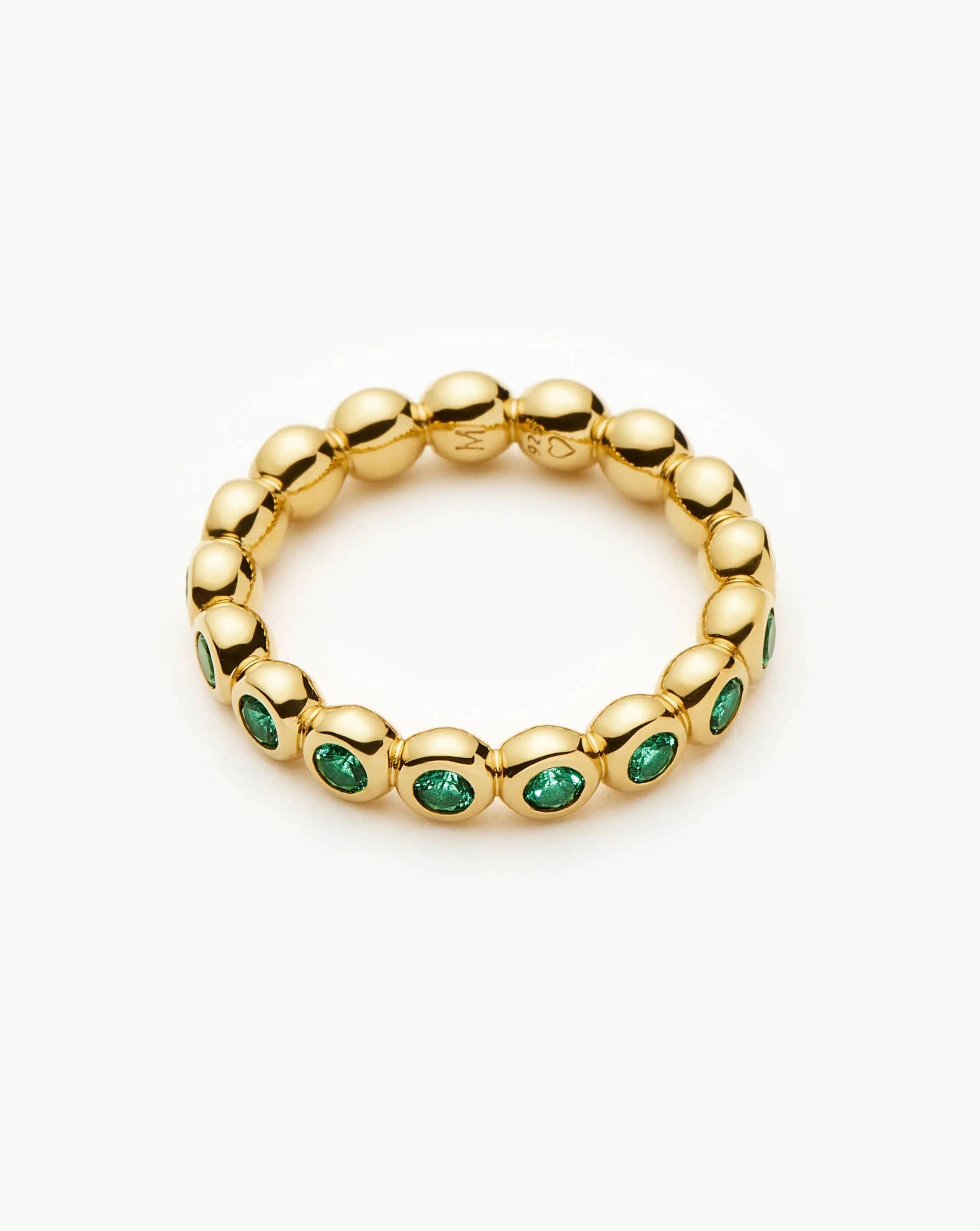 RING Tennis Eternity Stacking Ring | 18ct Gold Vermeil/Emerald Green Nano - crystal