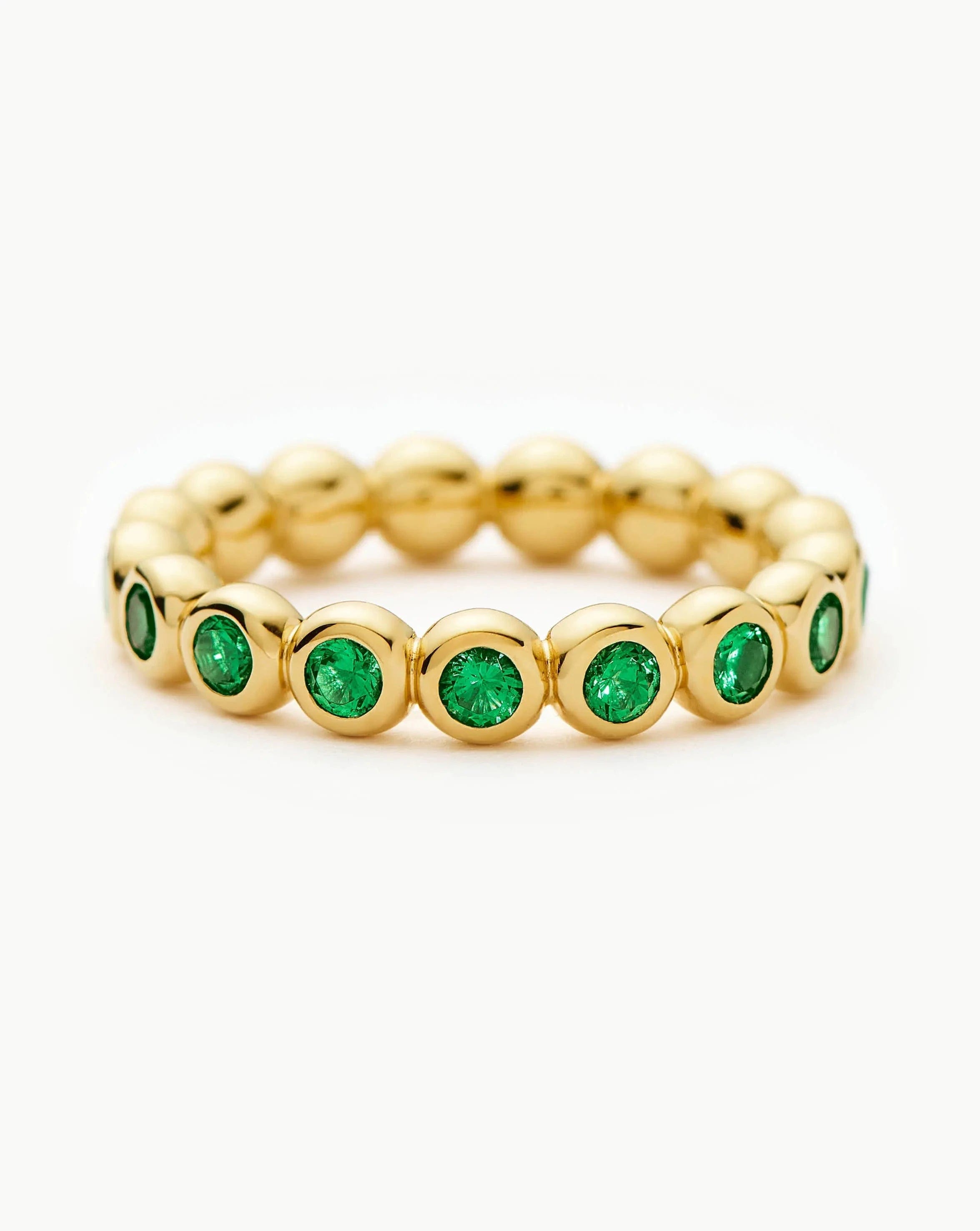 RING Tennis Eternity Stacking Ring | 18ct Gold Vermeil/Emerald Green Nano - crystal