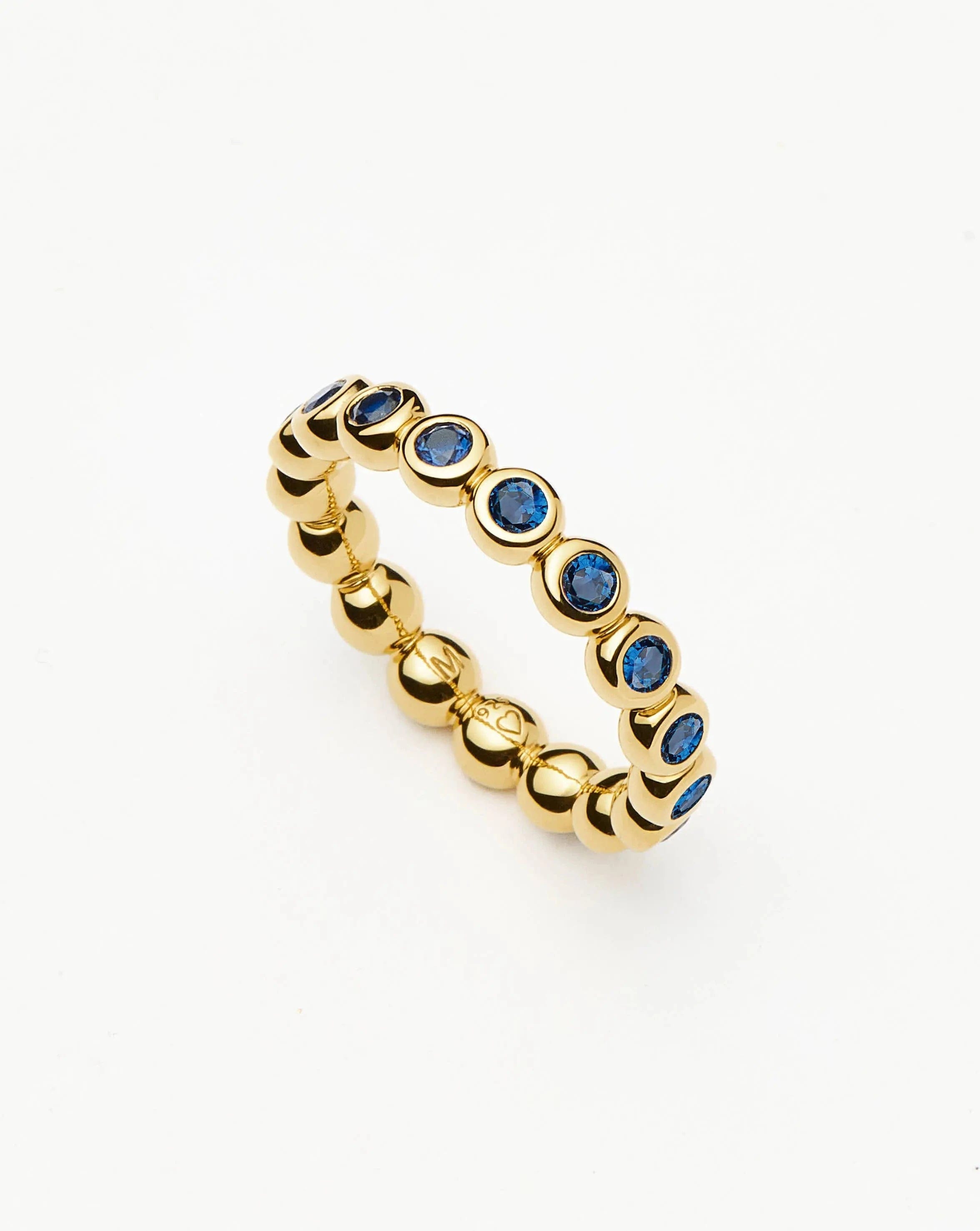 RING Tennis Eternity Stacking Ring | 18ct Gold Vermeil/Sapphire Blue Nano - crystal