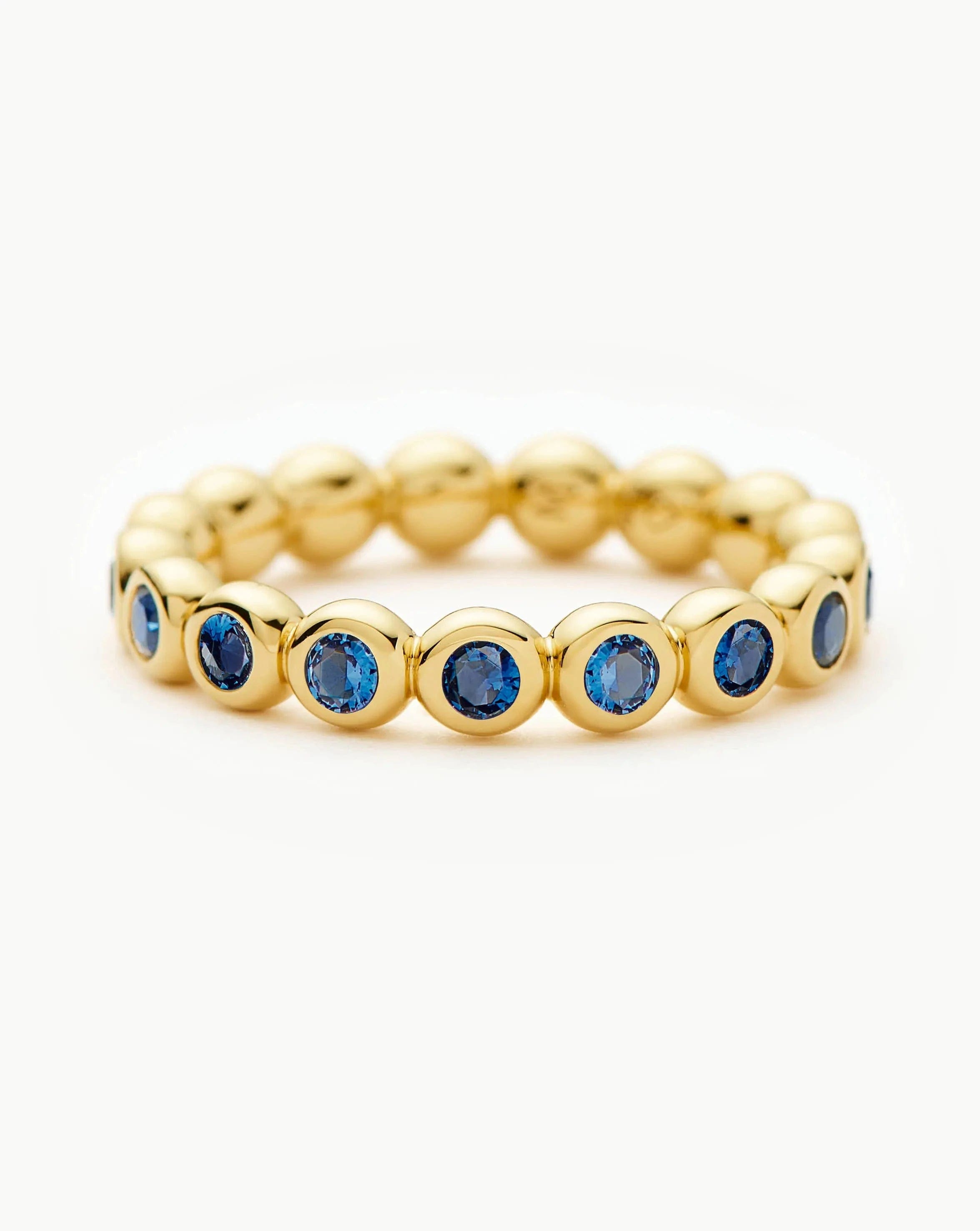 RING Tennis Eternity Stacking Ring | 18ct Gold Vermeil/Sapphire Blue Nano - crystal