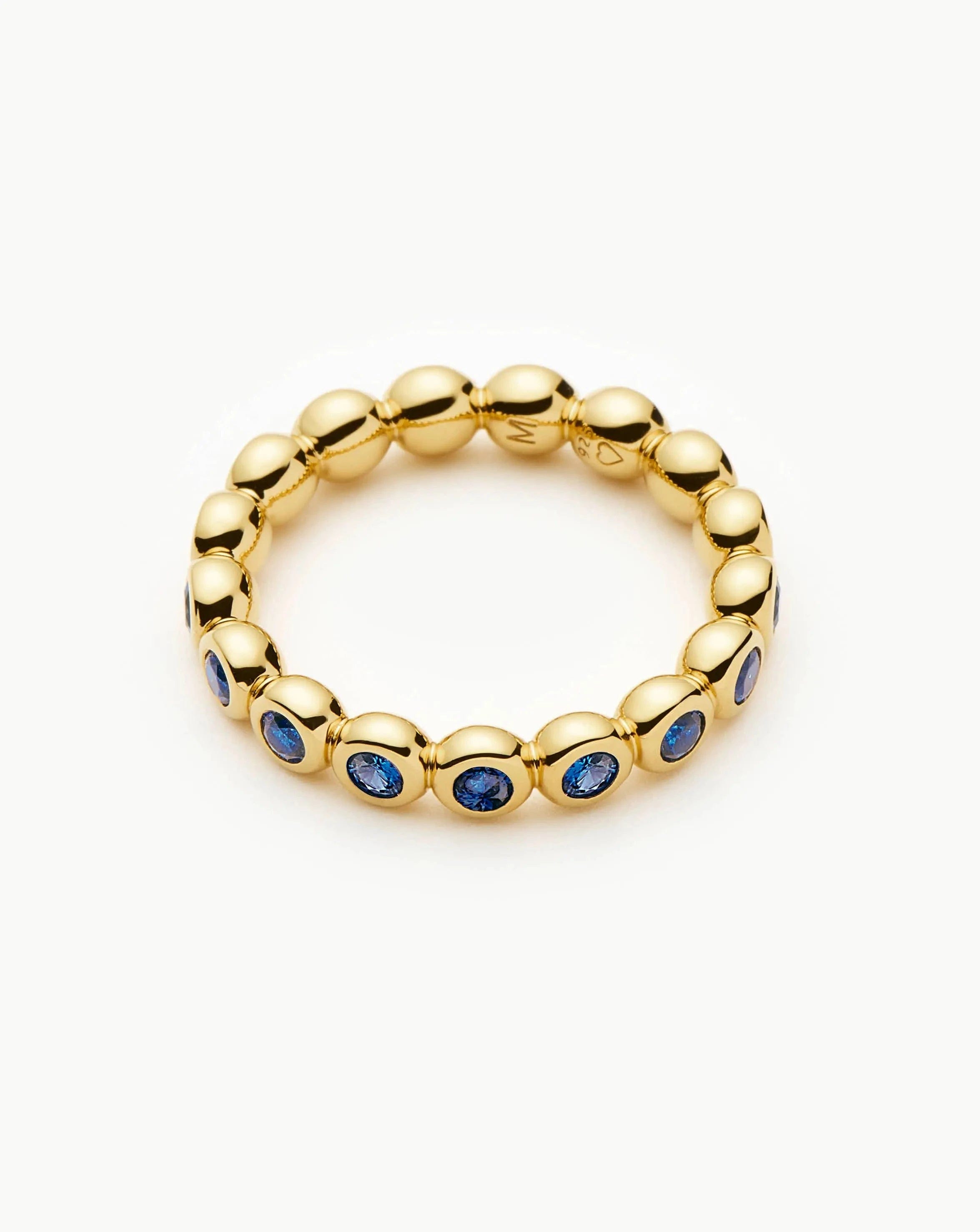 RING Tennis Eternity Stacking Ring | 18ct Gold Vermeil/Sapphire Blue Nano - crystal