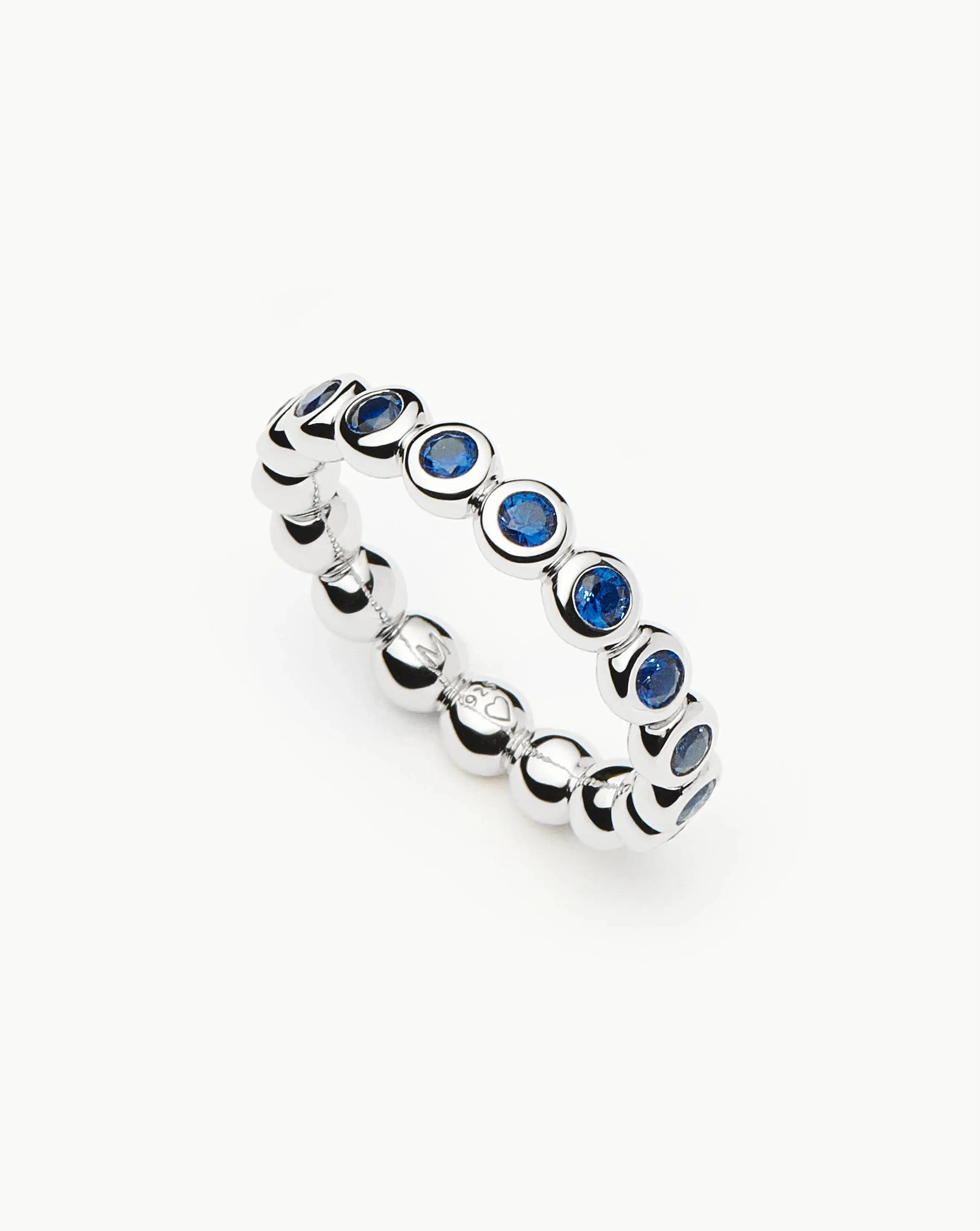 RING Tennis Eternity Stacking Ring | Sterling Silver/Sapphire Blue Nano - crystal