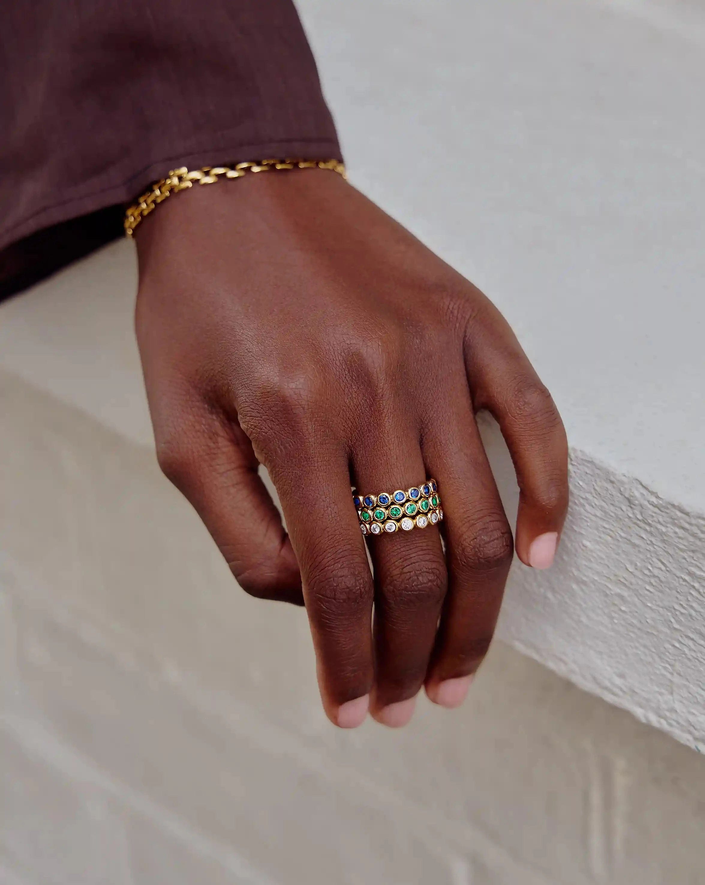 RING Tennis Eternity Stacking Ring | Sterling Silver/Sapphire Blue Nano - crystal