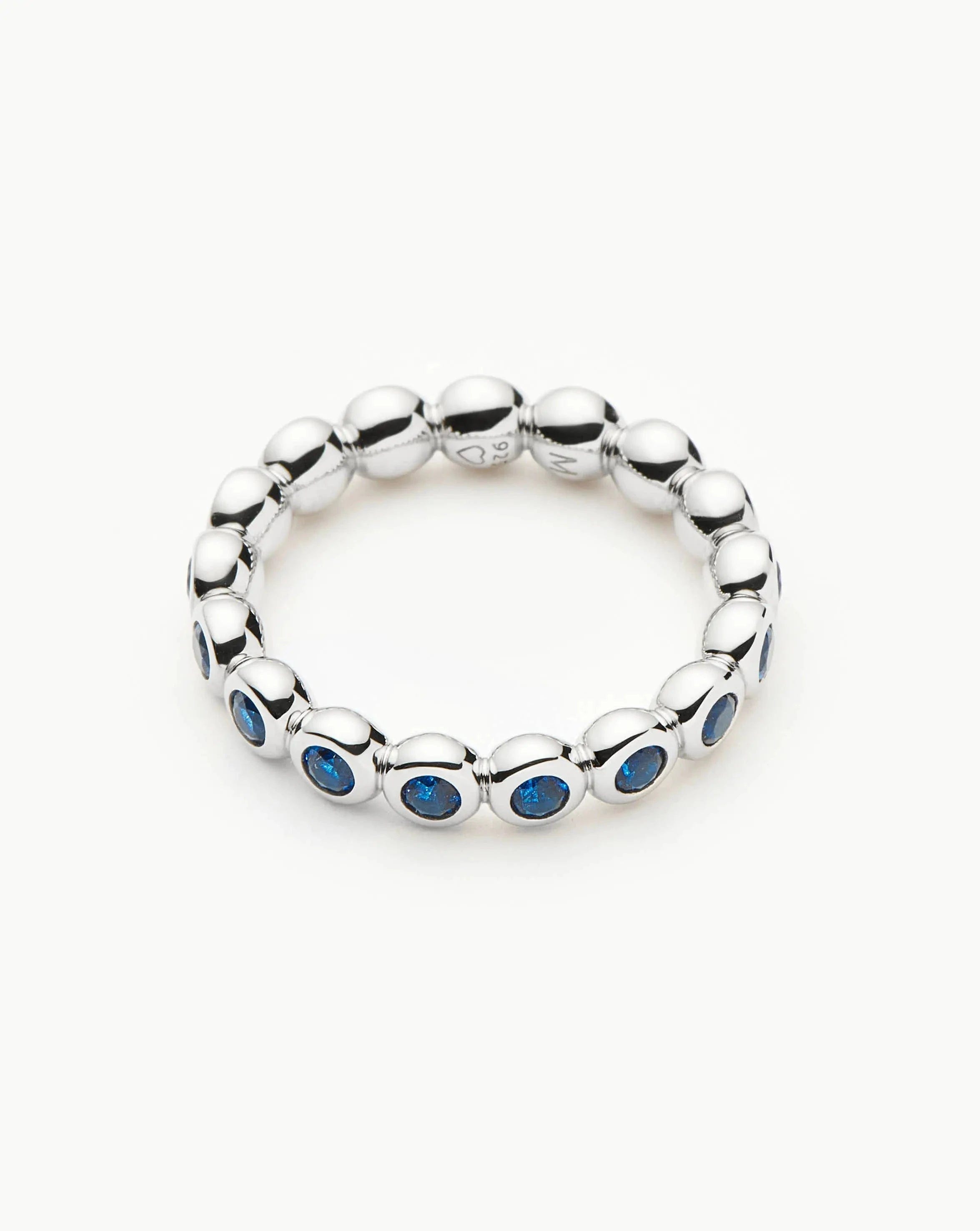RING Tennis Eternity Stacking Ring | Sterling Silver/Sapphire Blue Nano - crystal