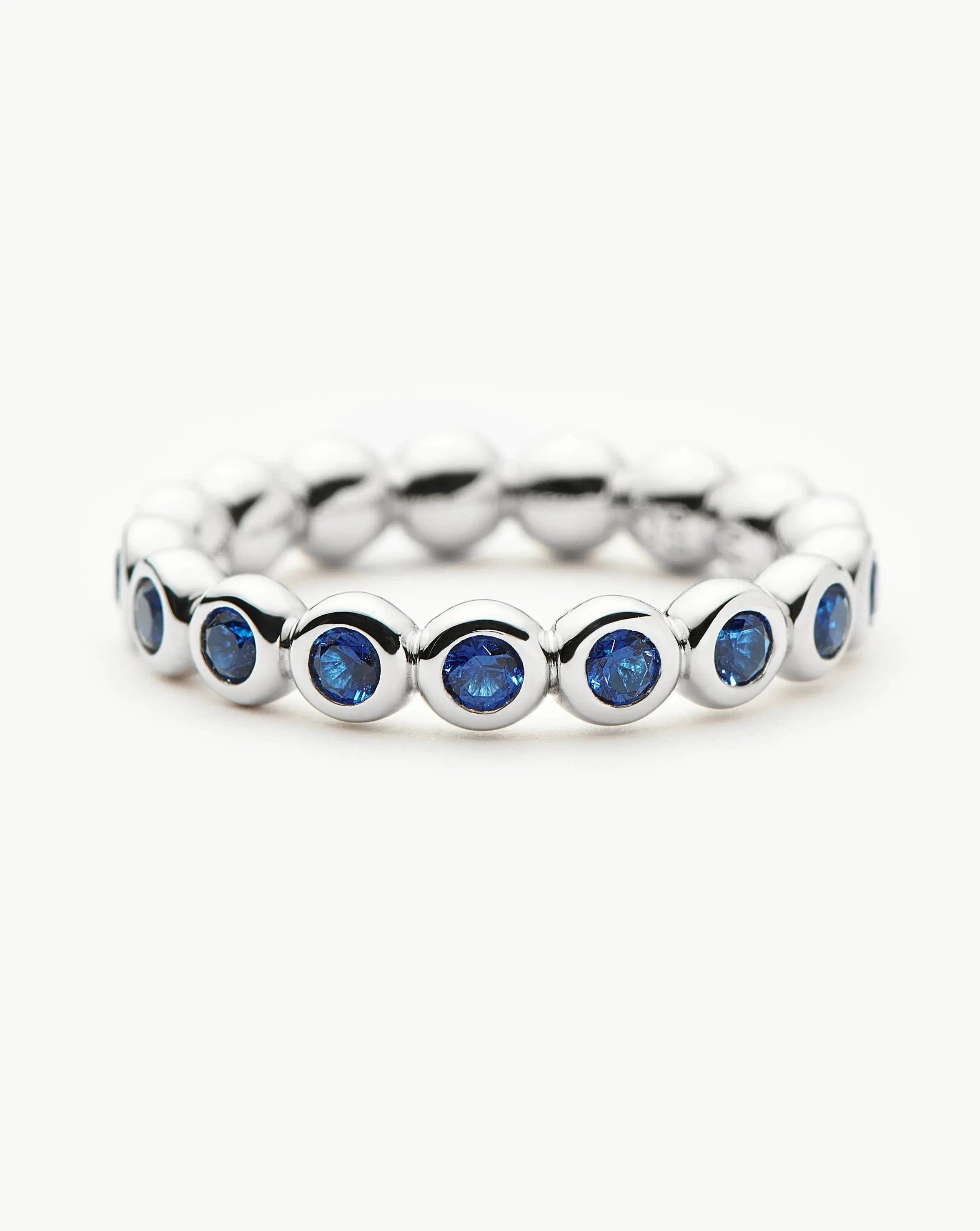 RING Tennis Eternity Stacking Ring | Sterling Silver/Sapphire Blue Nano - crystal