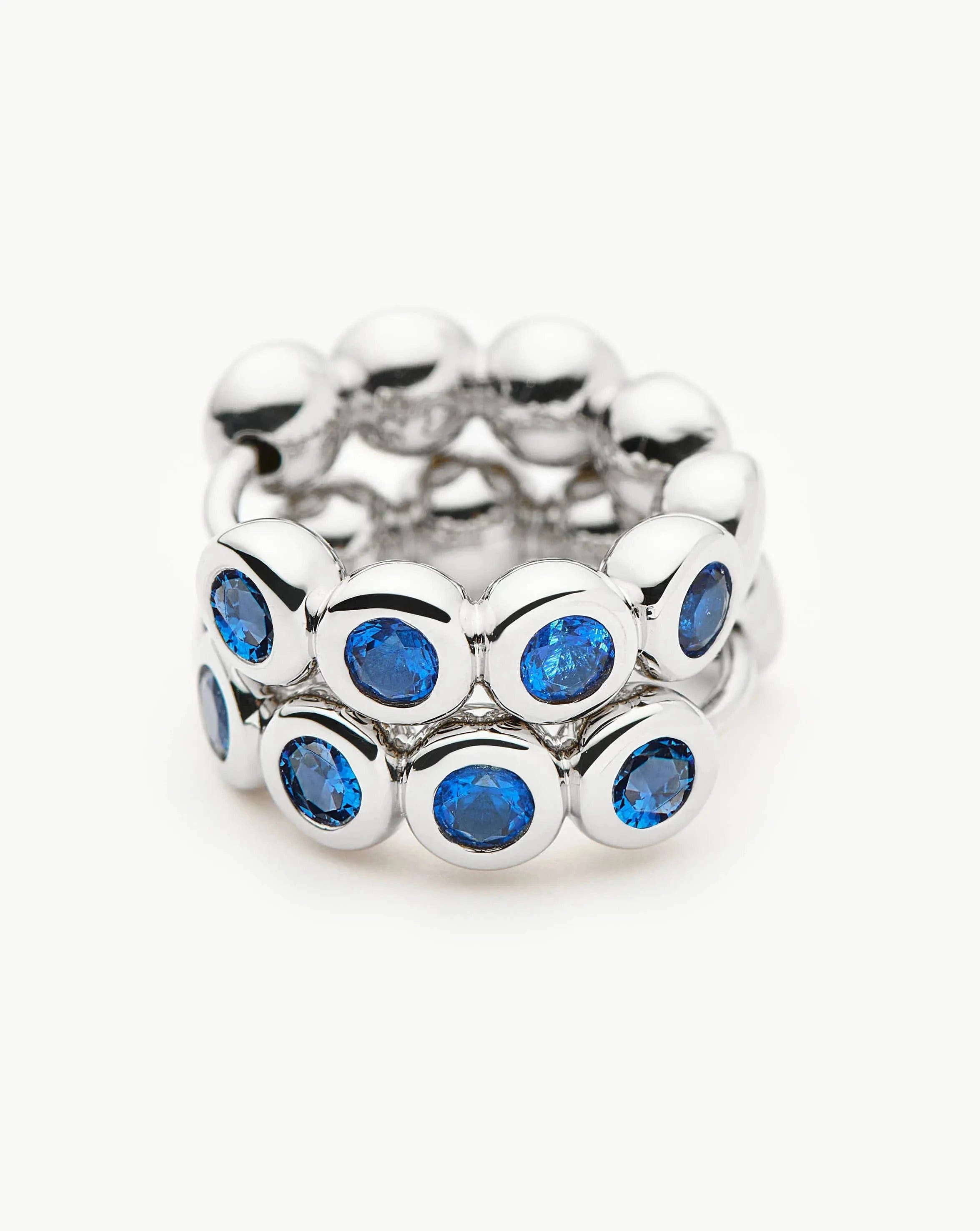 Blue Tennis Small Hoop Earrings | Sterling Silver/Sapphire Blue Nano - crystal