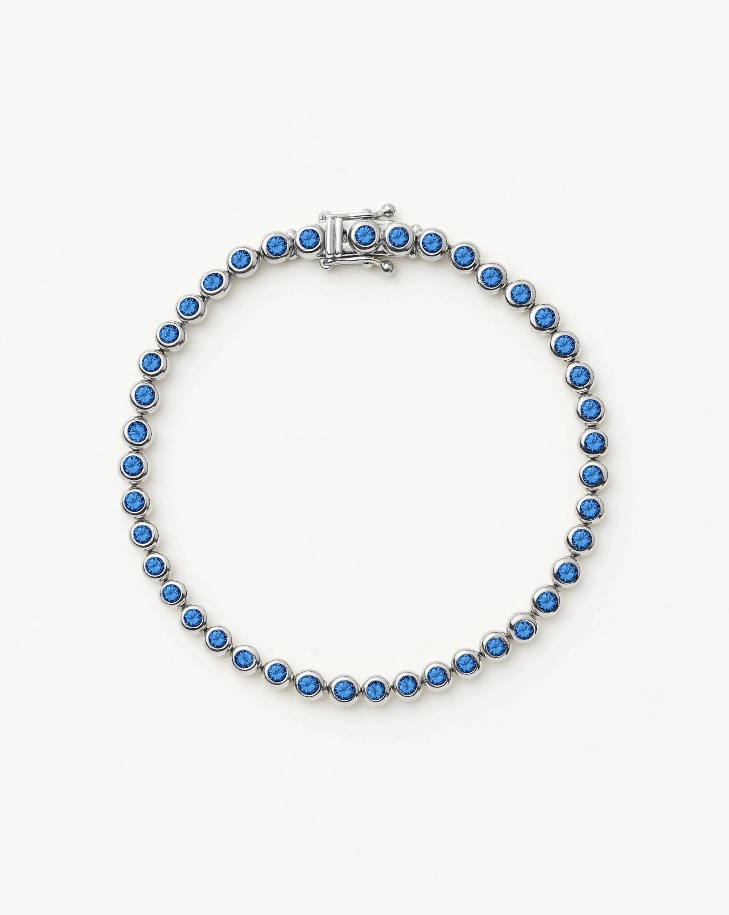 Blue Tennis Round Bracelet | Sterling Silver/Sapphire Blue Nano - crystal