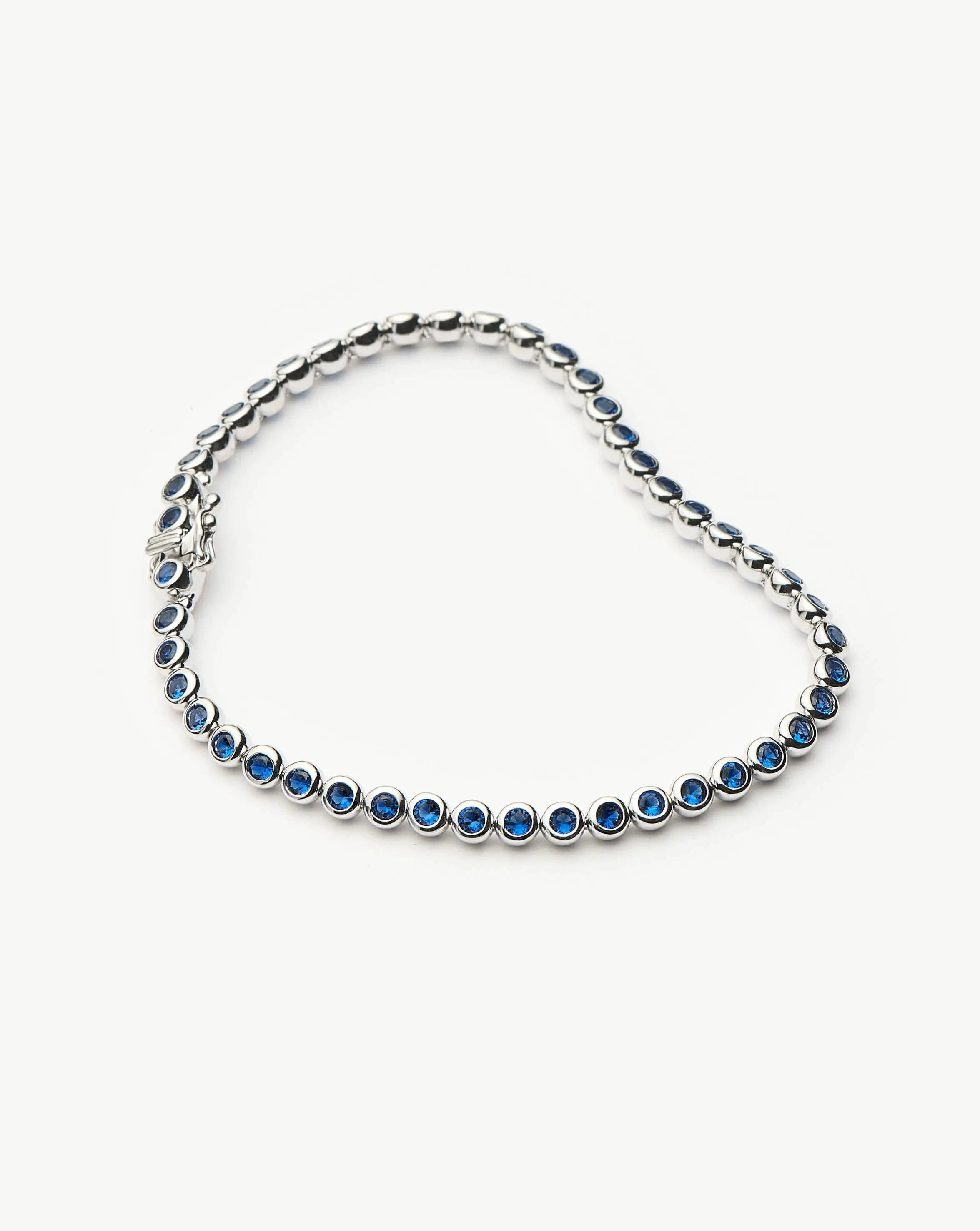 Blue Tennis Round Bracelet | Sterling Silver/Sapphire Blue Nano - crystal