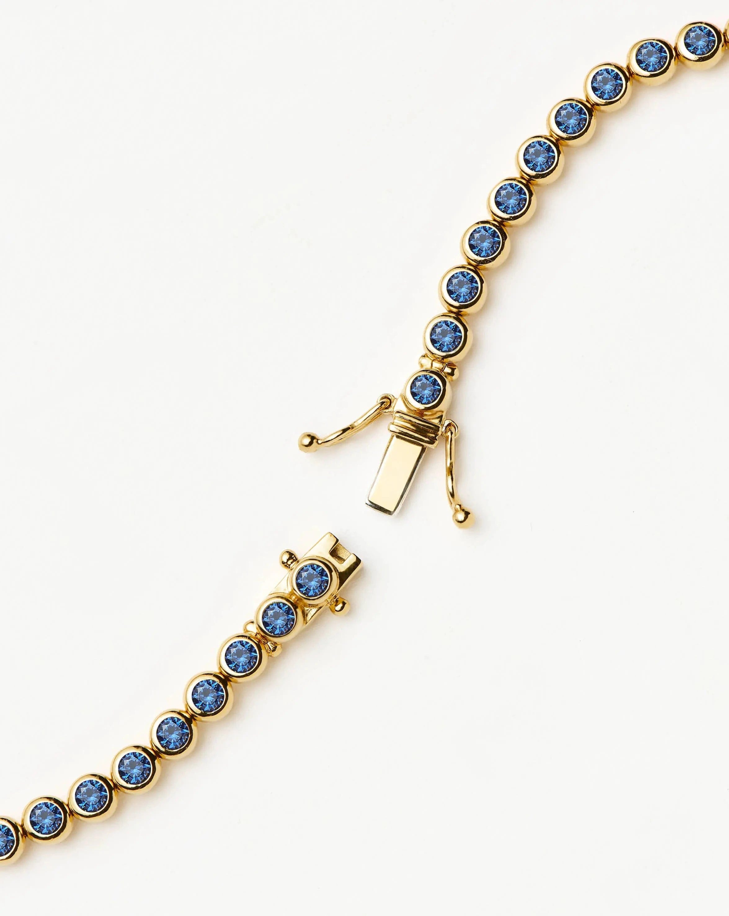 Blue Tennis Round Bracelet | 18ct Gold Vermeil/Sapphire Blue Nano - crystal