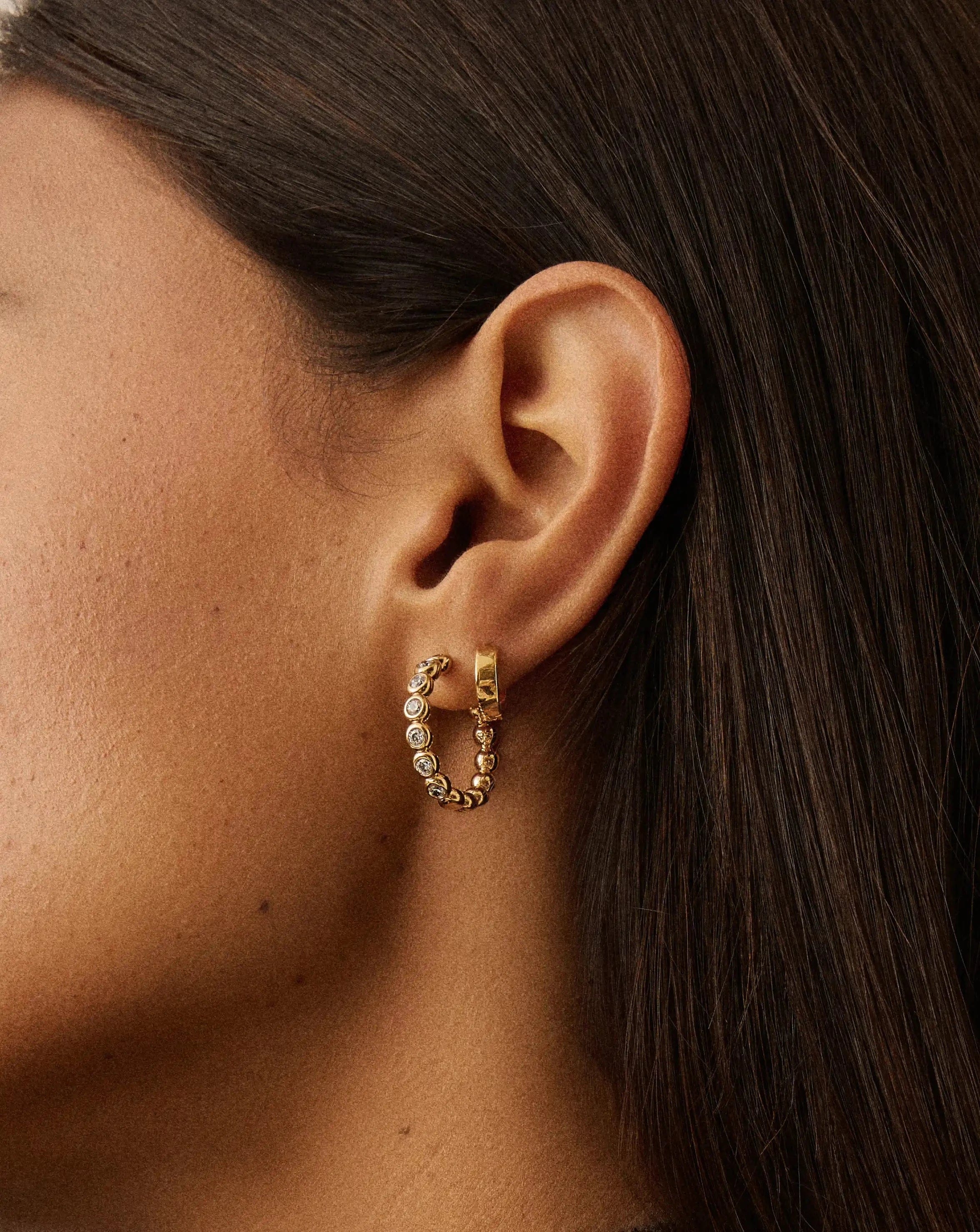 Classic Tennis Classic Hoop Earrings | 18ct Gold Plated/Cubic Zirconia