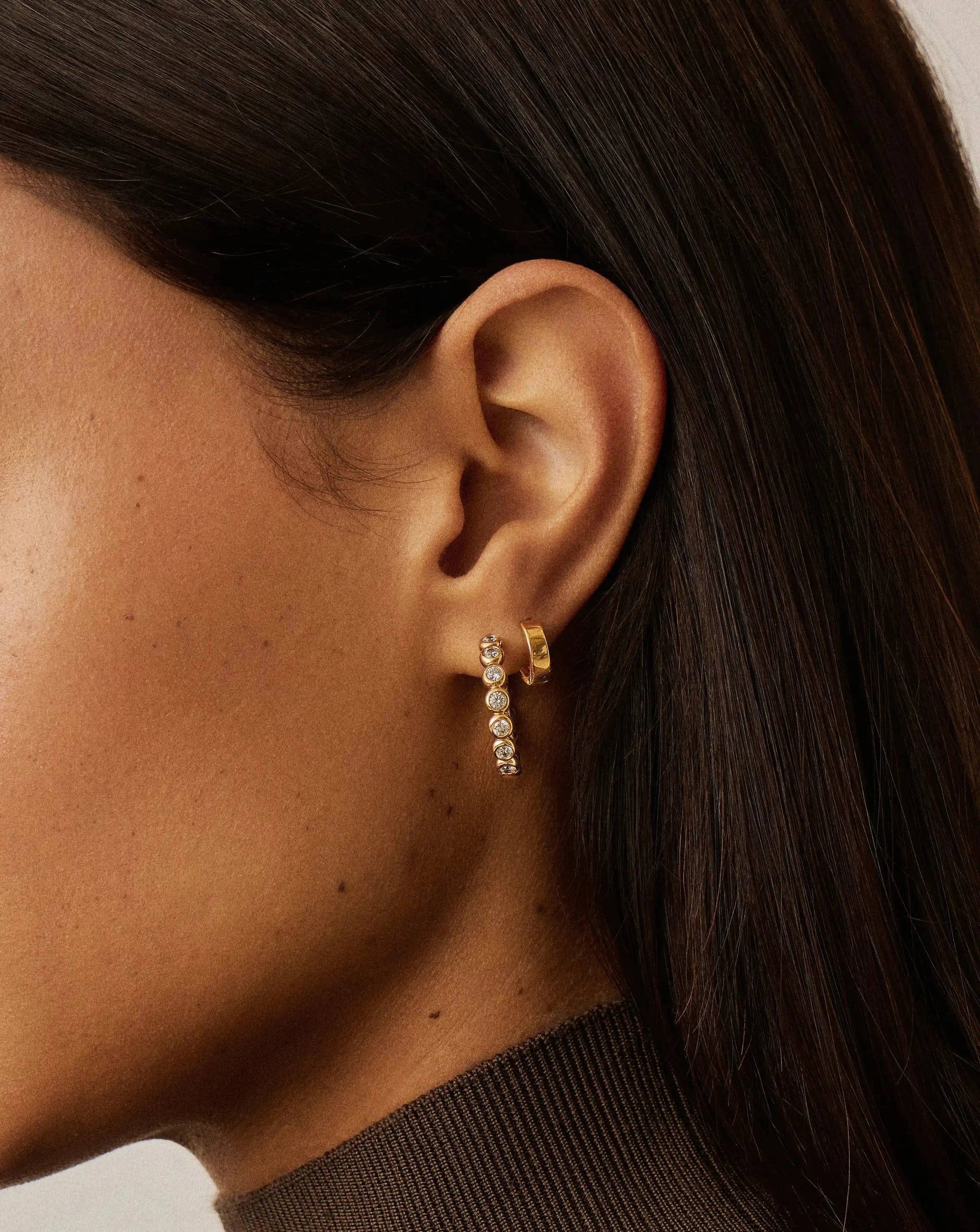 Classic Tennis Classic Hoop Earrings | 18ct Gold Plated/Cubic Zirconia