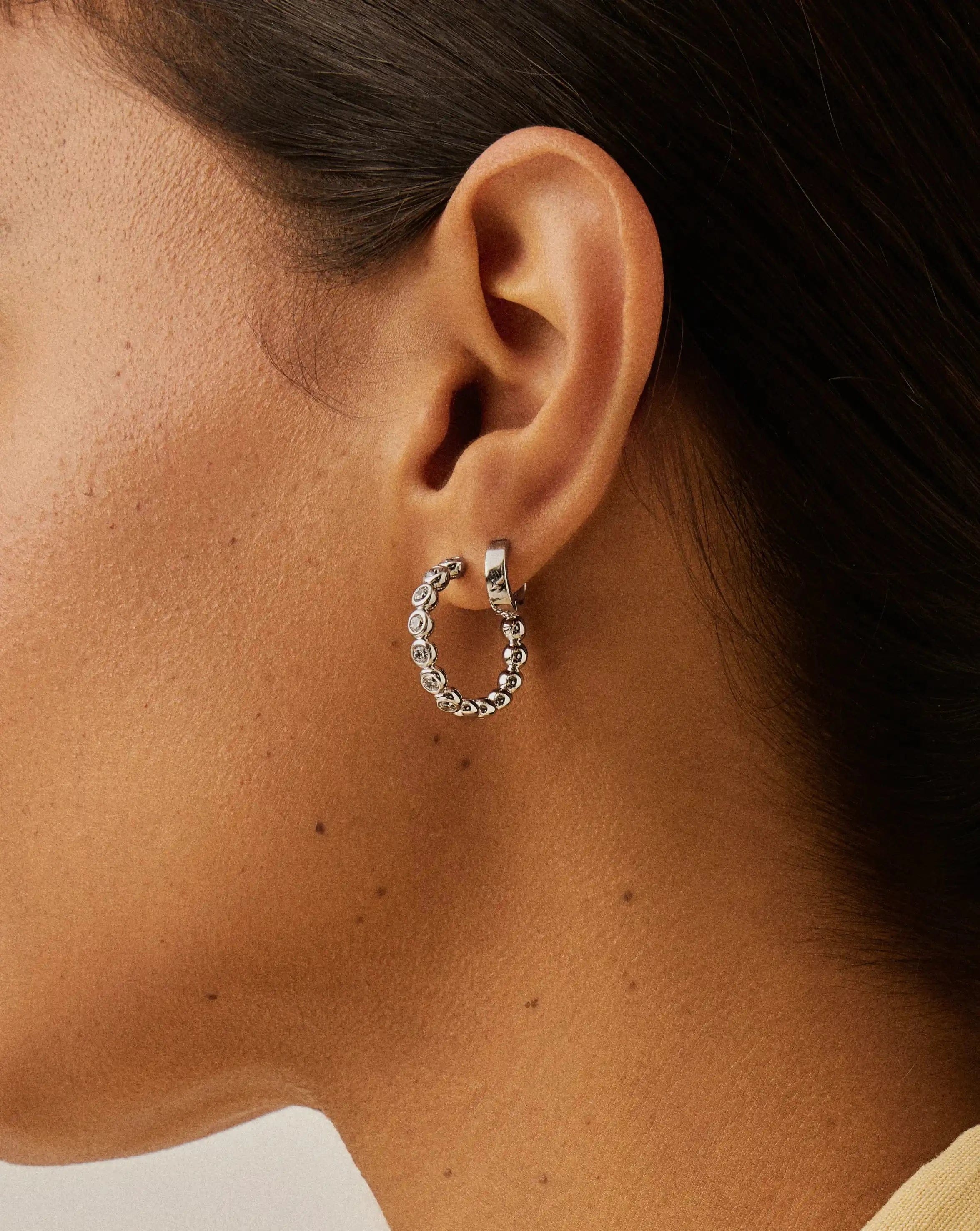 Classic Tennis Classic Hoop Earrings | Silver Plated/Cubic Zirconia
