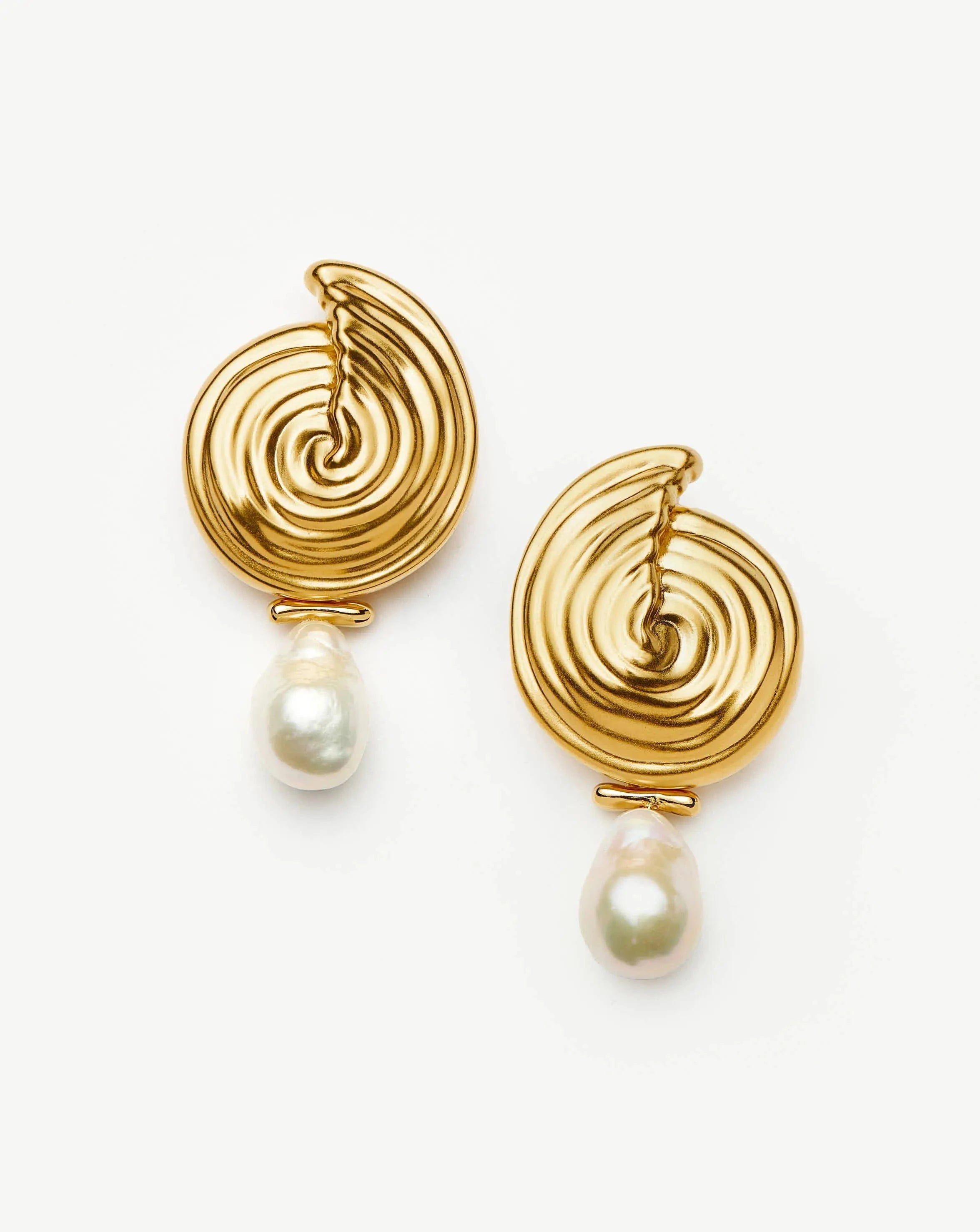 Pearl Spiral Detachable Pearl Drop Earrings | 18ct Gold Plated