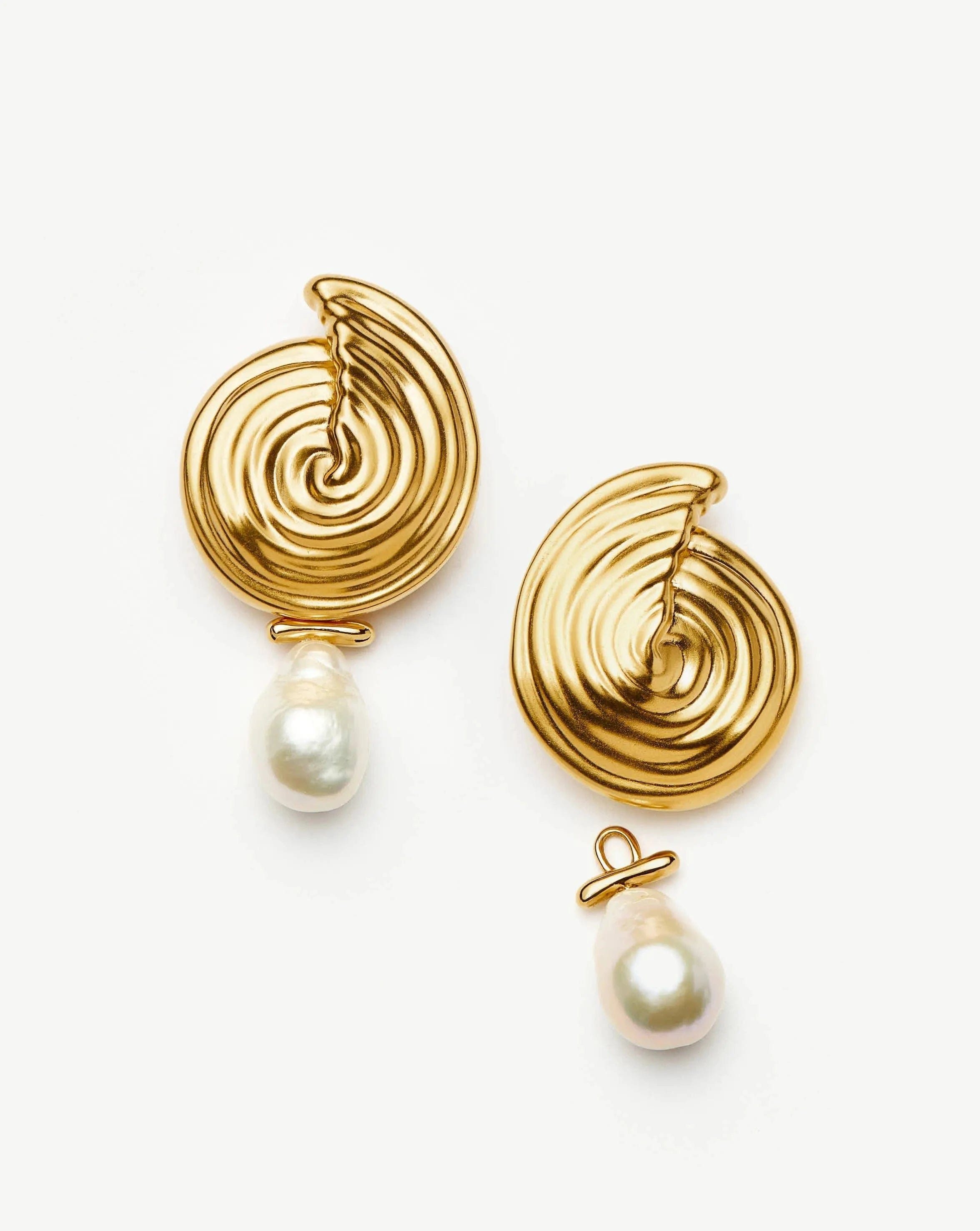Pearl Spiral Detachable Pearl Drop Earrings | 18ct Gold Plated