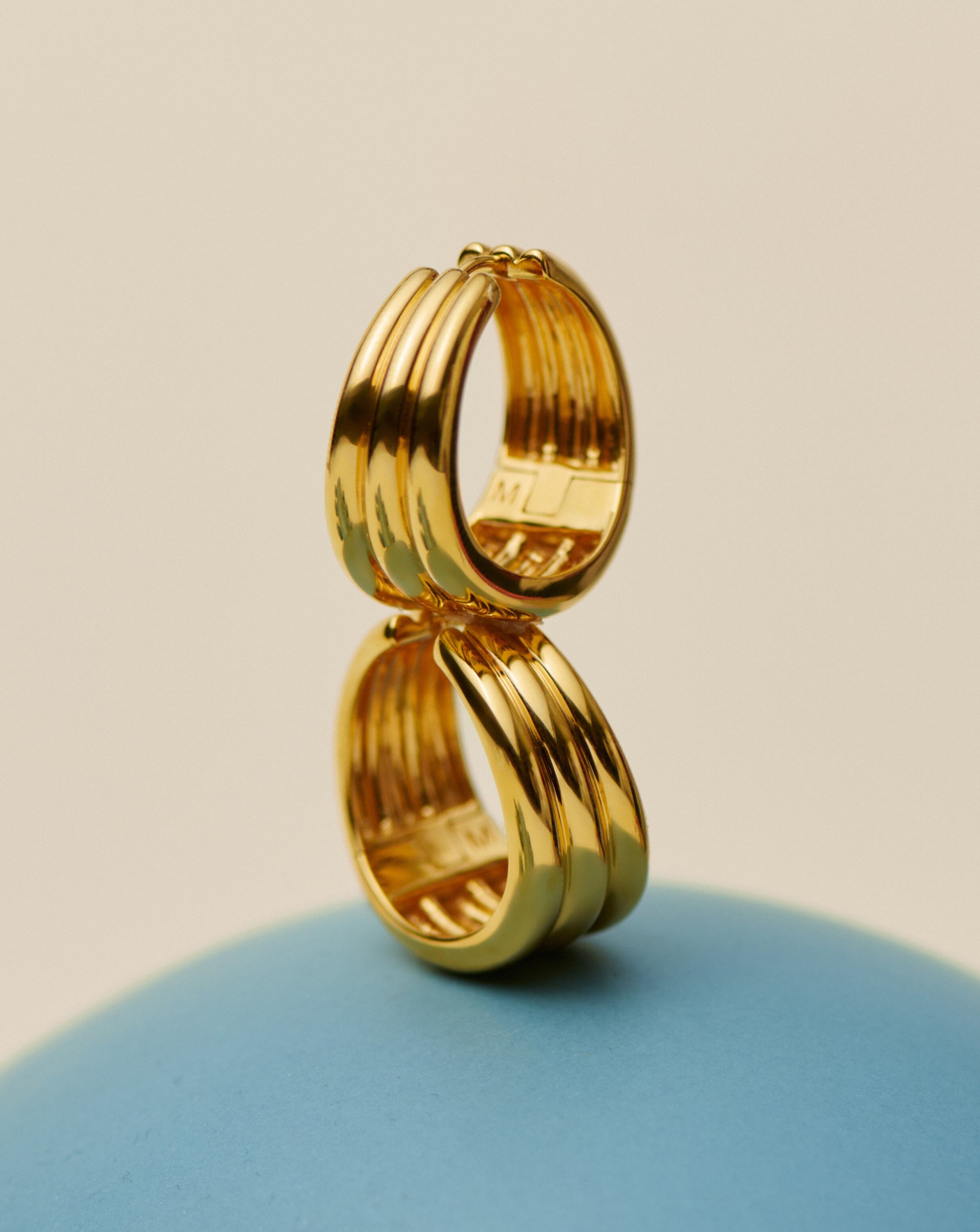 TRIPLE Savi Triple Ridge Hoop Earrings | 18ct Gold Vermeil