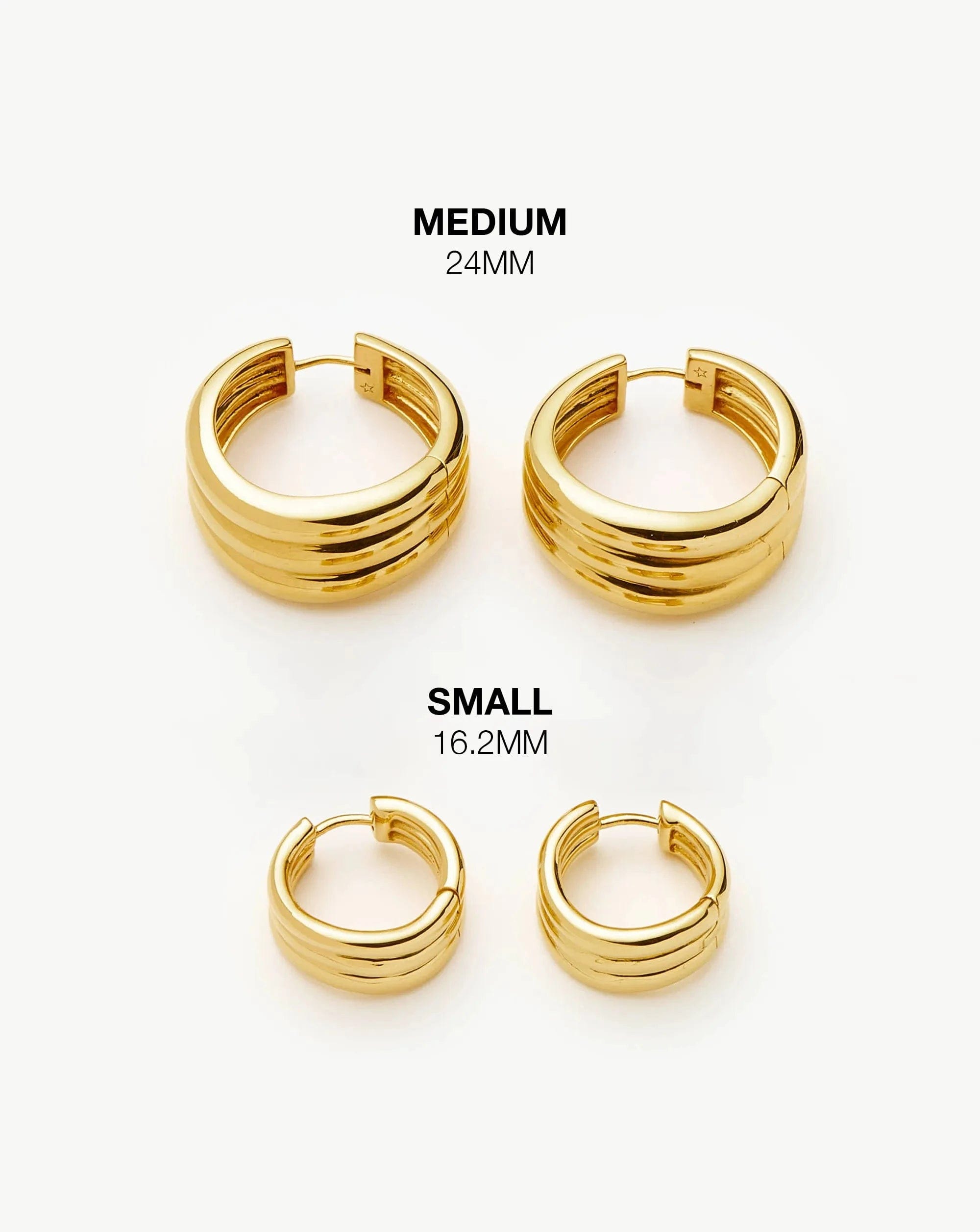 TRIPLE Savi Triple Ridge Hoop Earrings | 18ct Gold Vermeil