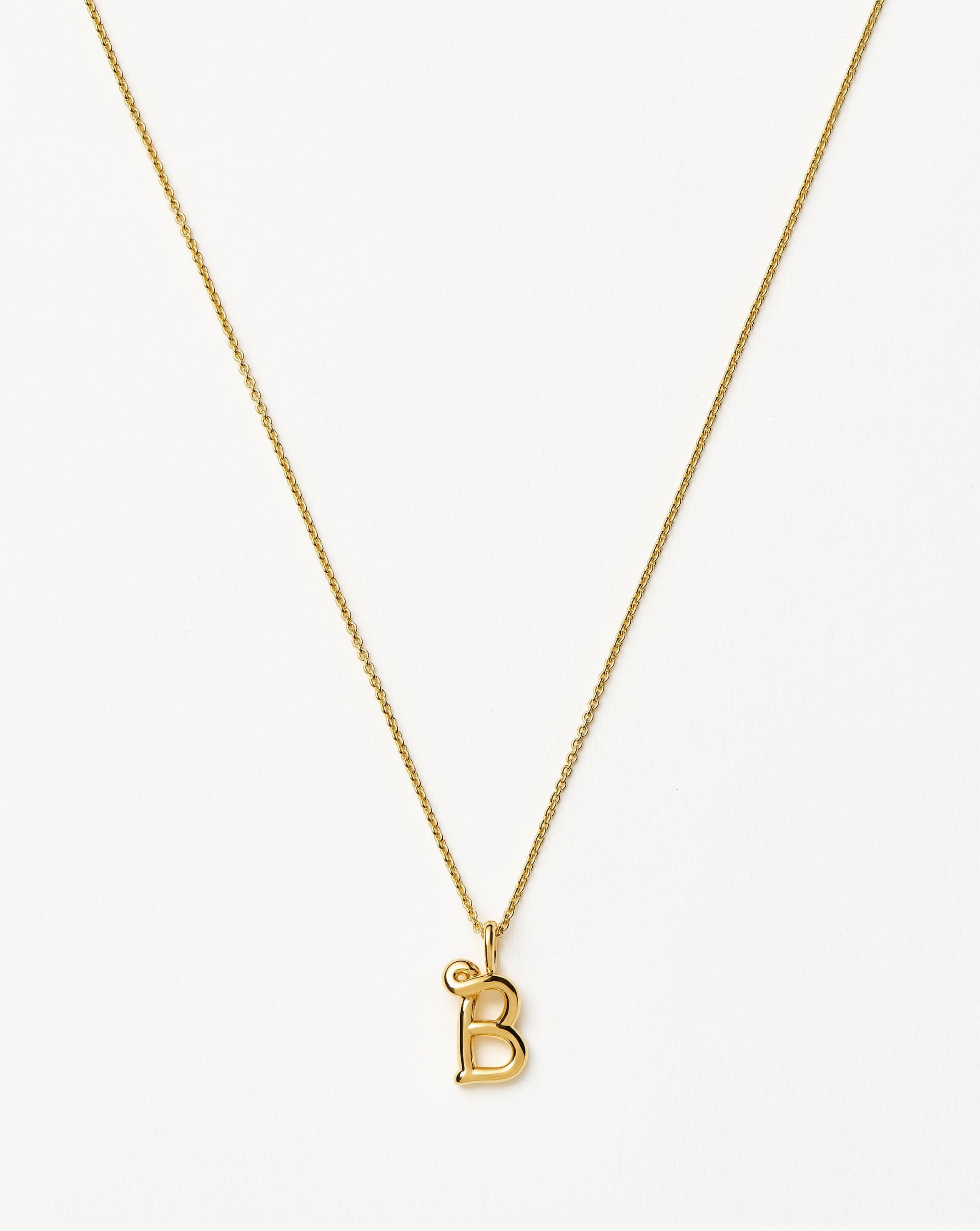 Initial Curly Molten Mini Initial Necklace - B | 18ct Gold Vermeil
