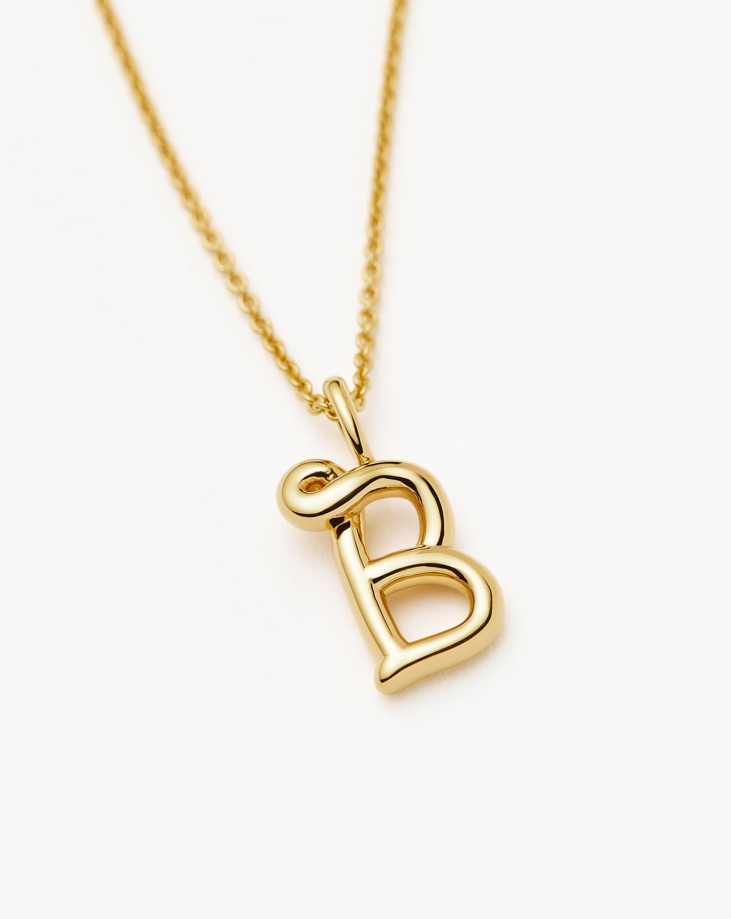 Initial Curly Molten Mini Initial Necklace - B | 18ct Gold Vermeil