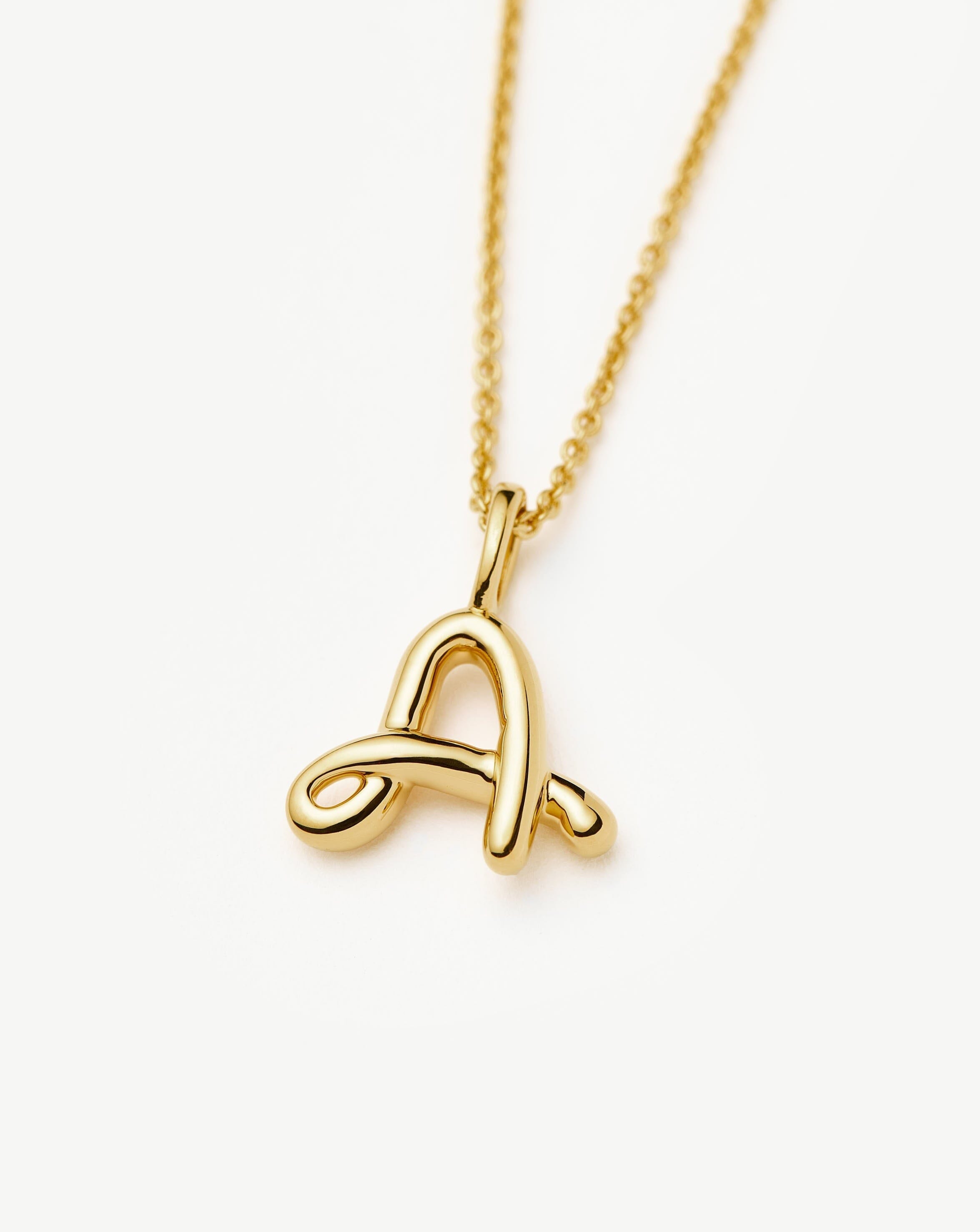 Initial Curly Molten Mini Initial Necklace - A | 18ct Gold Vermeil