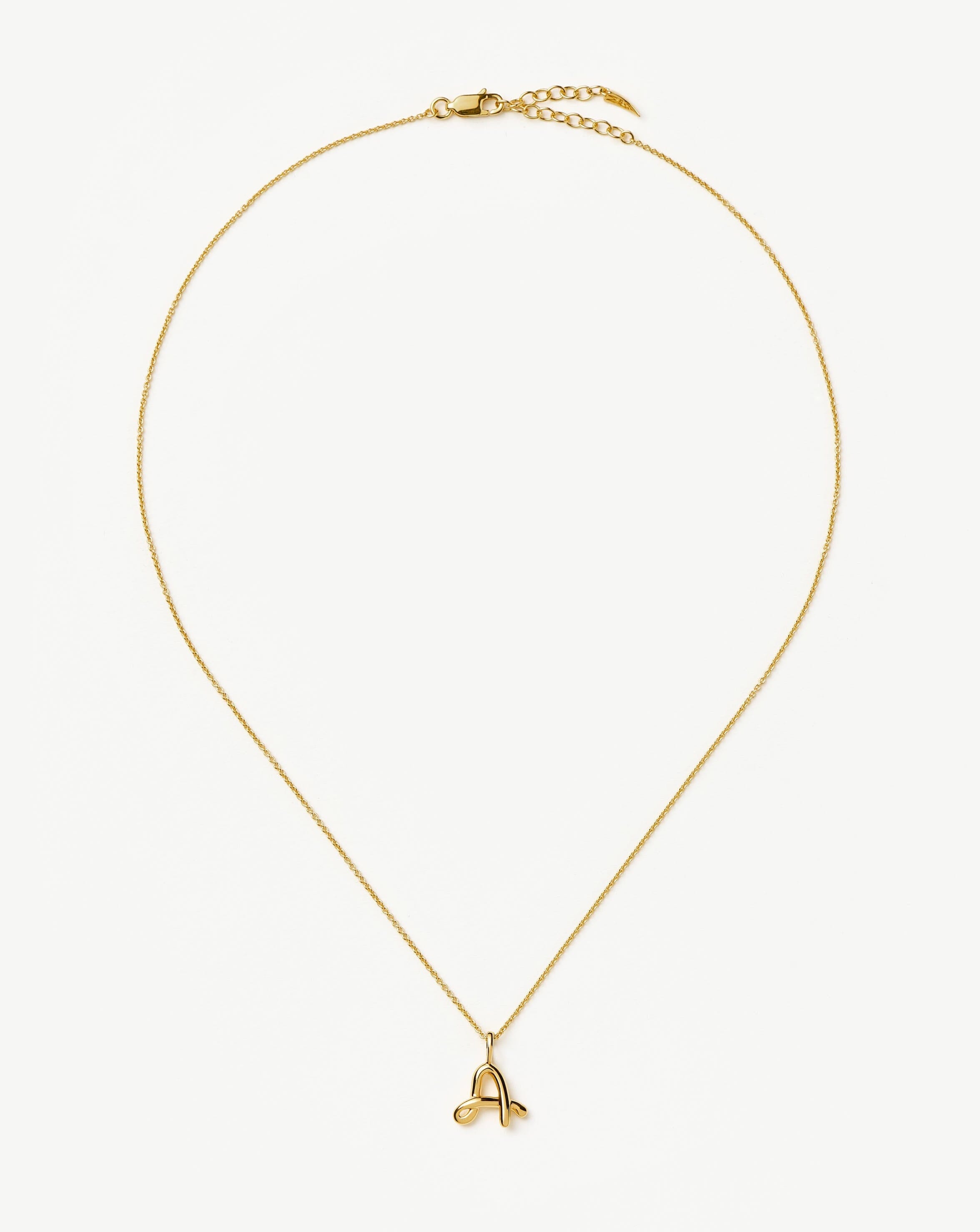 Initial Curly Molten Mini Initial Necklace - A | 18ct Gold Vermeil