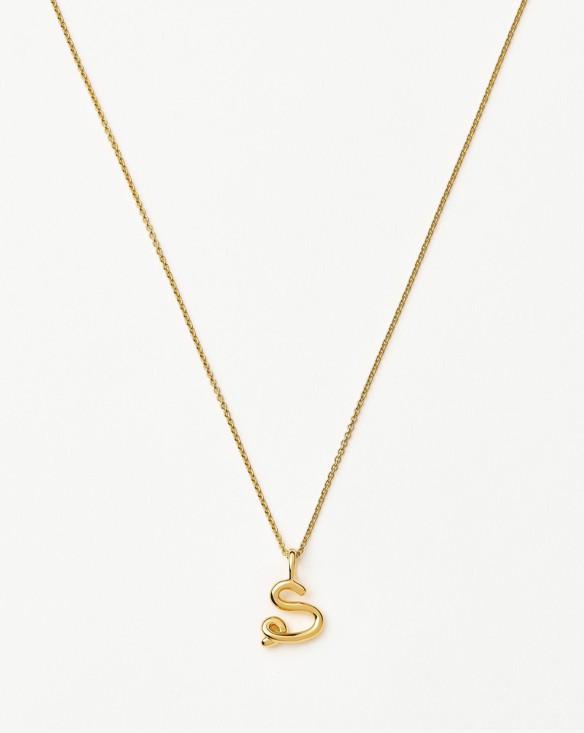 Initial Curly Molten Mini Initial Necklace - S | 18ct Gold Vermeil