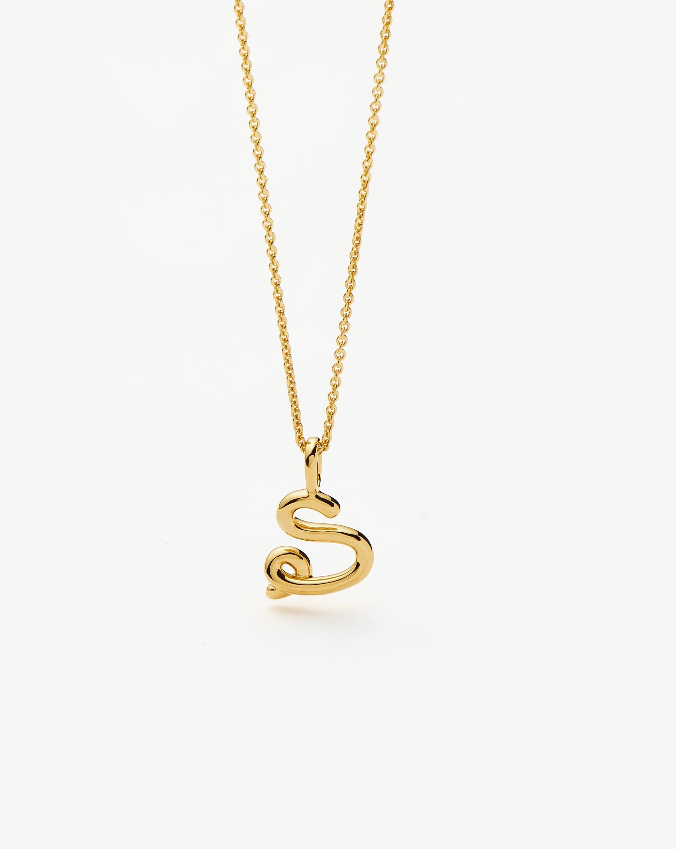 Initial Curly Molten Mini Initial Necklace - S | 18ct Gold Vermeil