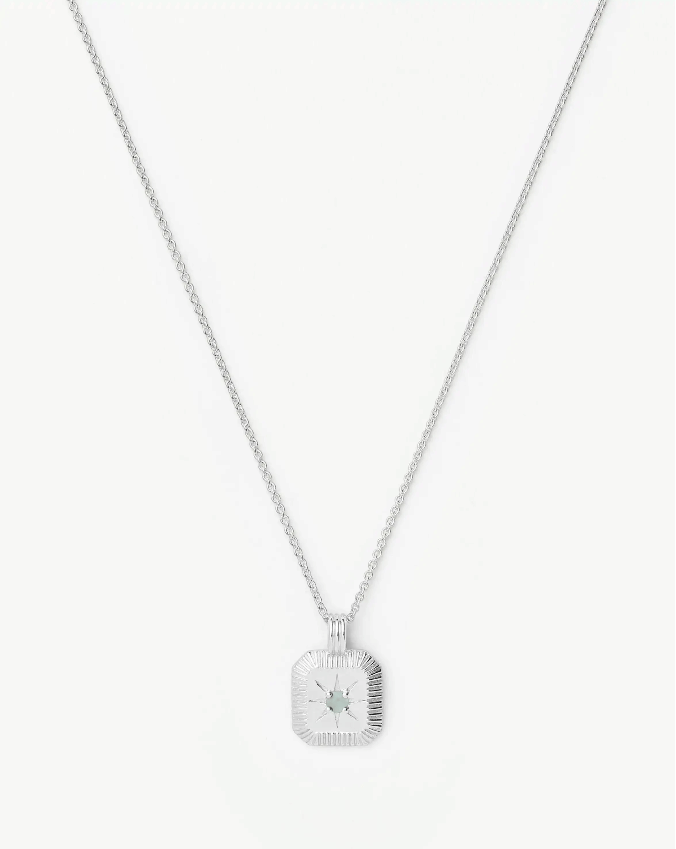 Aqua March Birthstone Pendant Necklace | Dyed Aqua Chalcedony/Sterling Silver