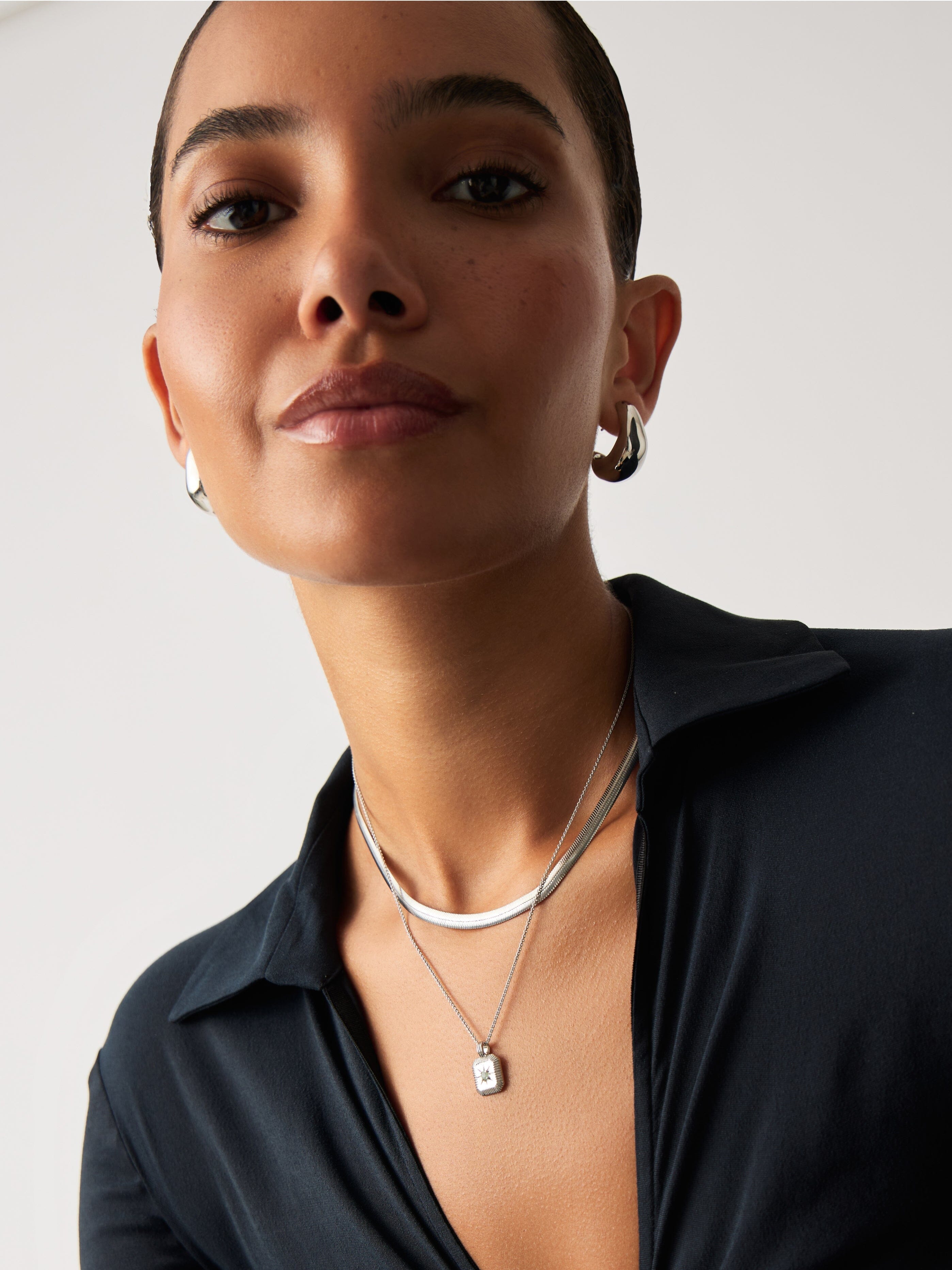 Aqua March Birthstone Pendant Necklace | Dyed Aqua Chalcedony/Sterling Silver