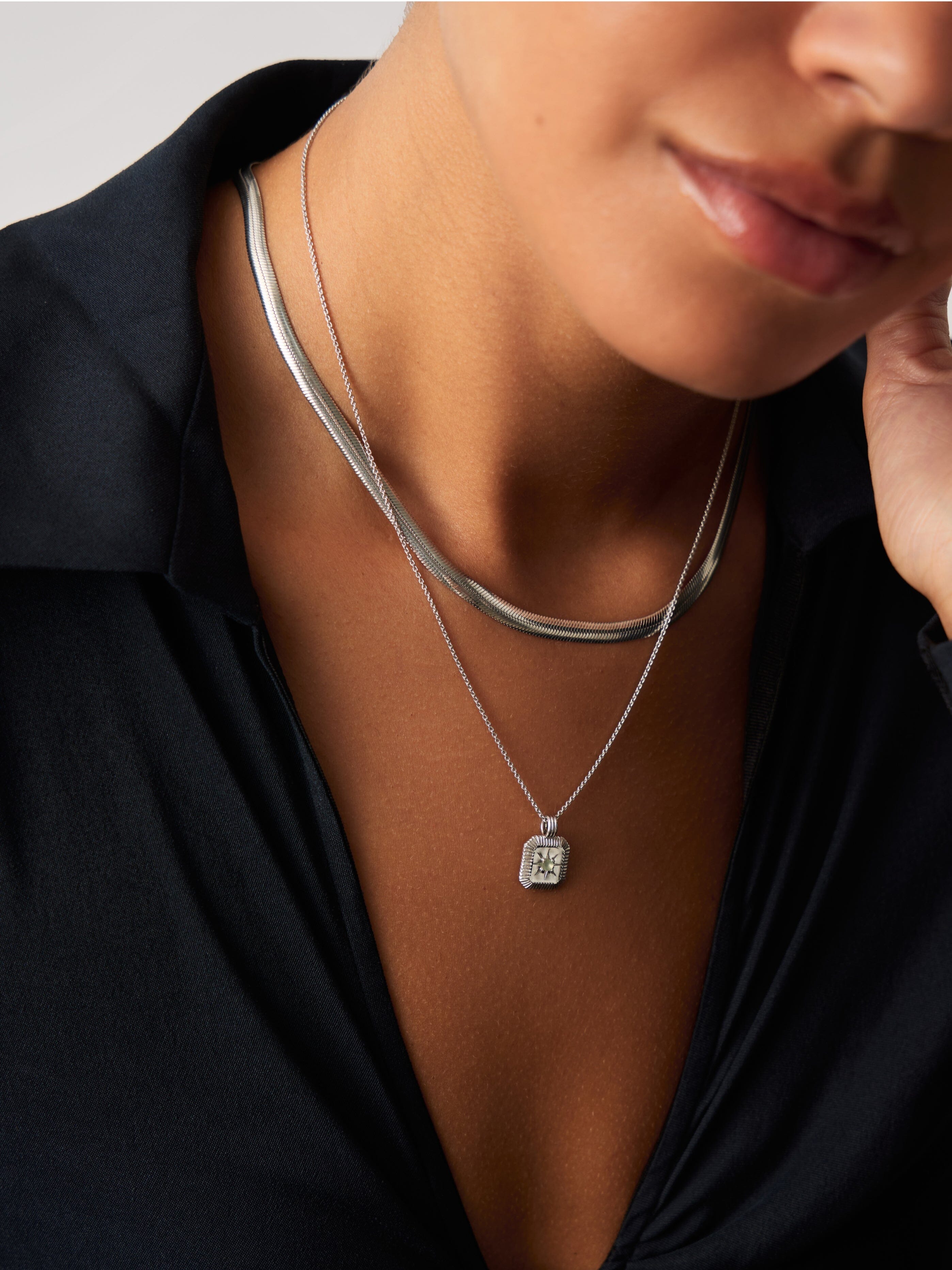 Aqua March Birthstone Pendant Necklace | Dyed Aqua Chalcedony/Sterling Silver