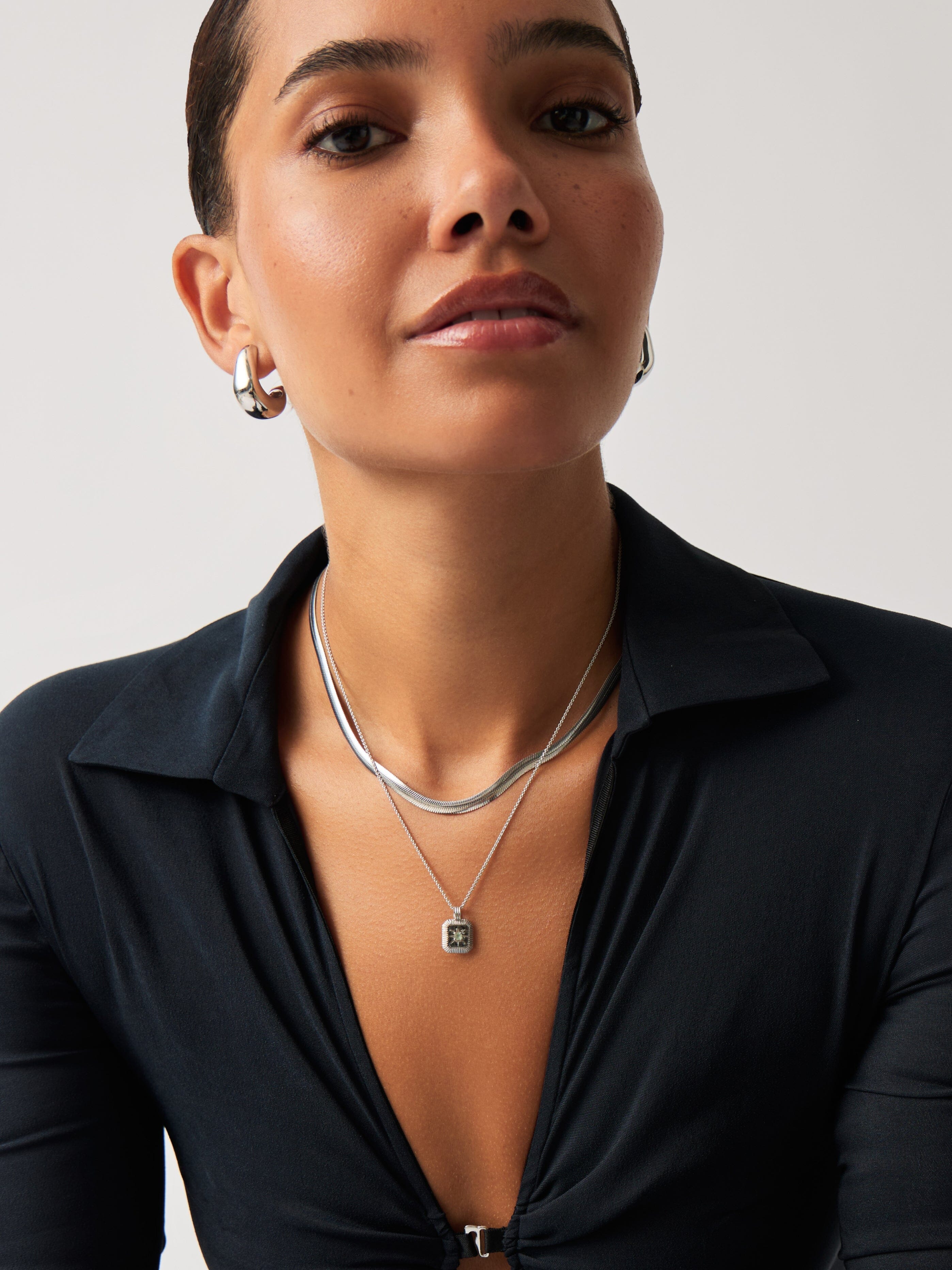 Aqua March Birthstone Pendant Necklace | Dyed Aqua Chalcedony/Sterling Silver
