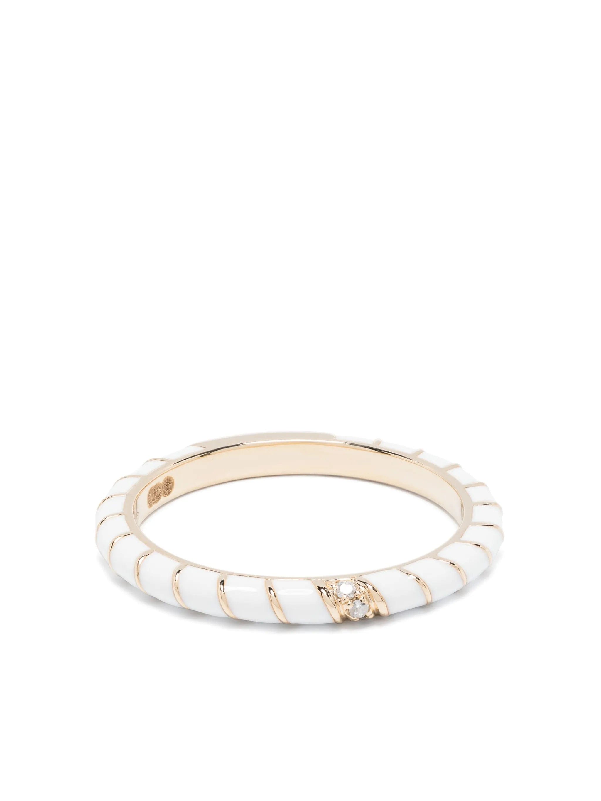 Yvonne Léon 9kt yellow gold Alliance Torsade Email diamond band ring