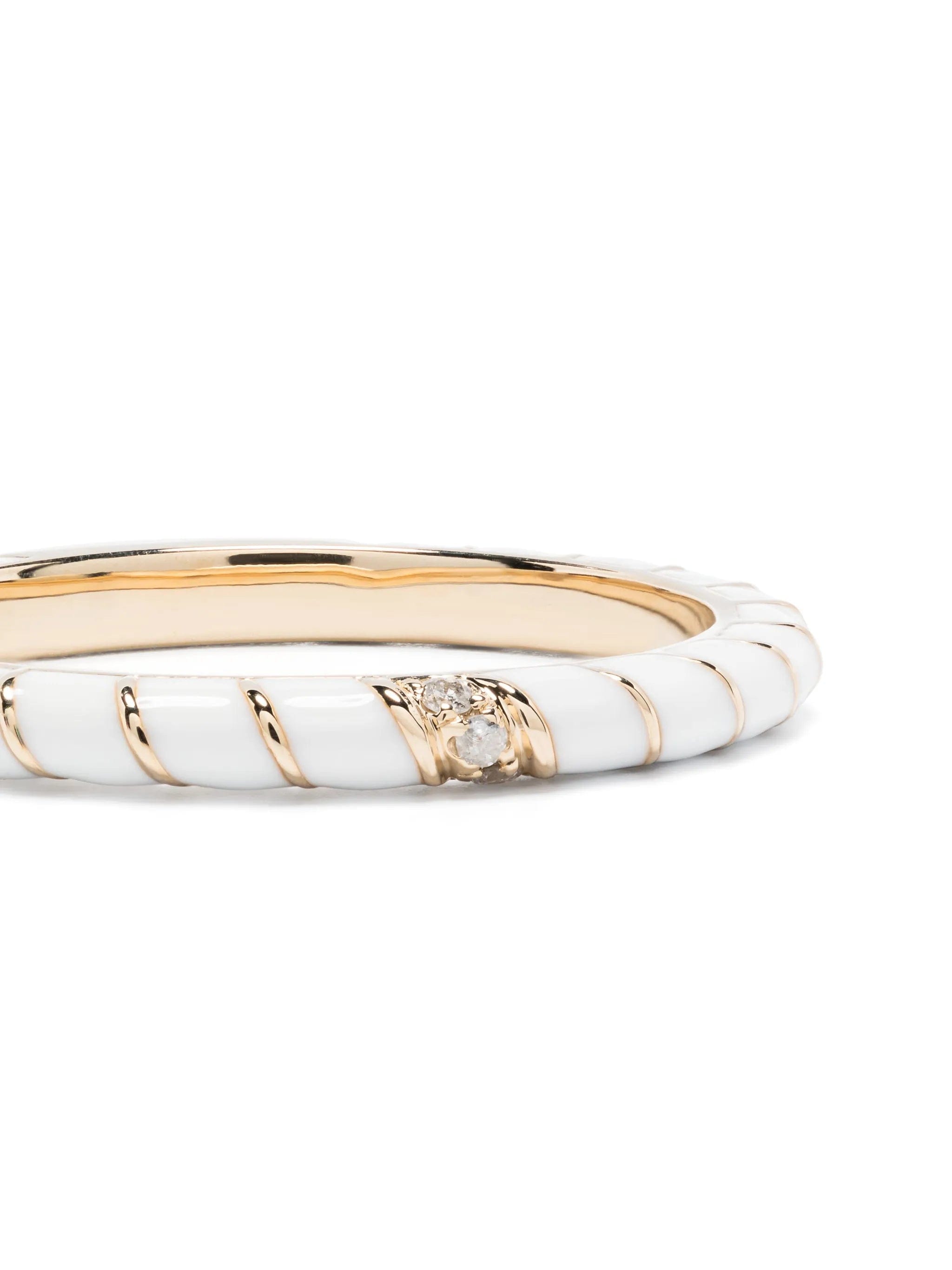 Yvonne Léon 9kt yellow gold Alliance Torsade Email diamond band ring